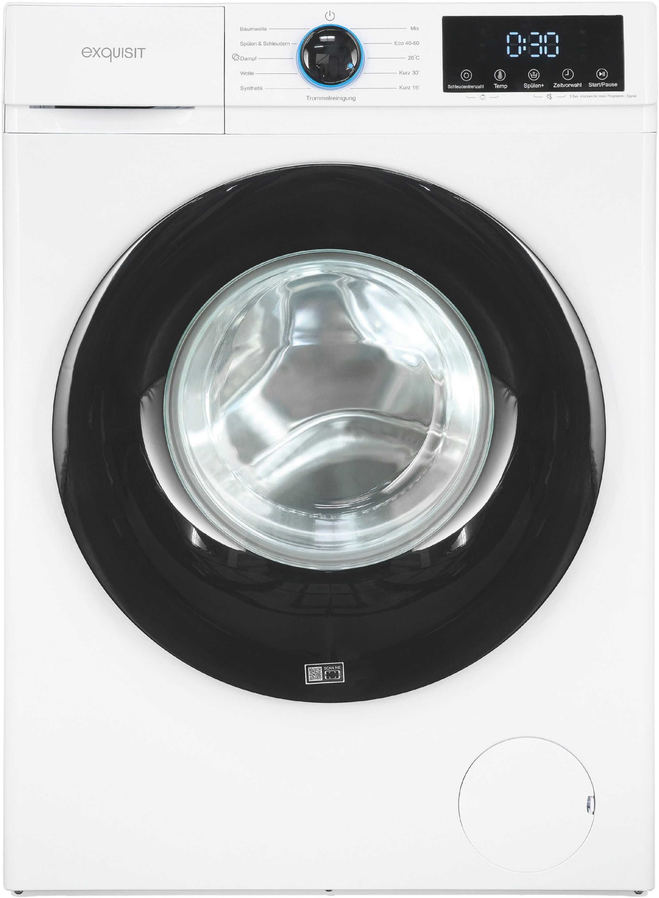 exquisit Waschmaschine WA6312-371A weiss, Digitales Display, leicht zu reinigende Einspülkammer