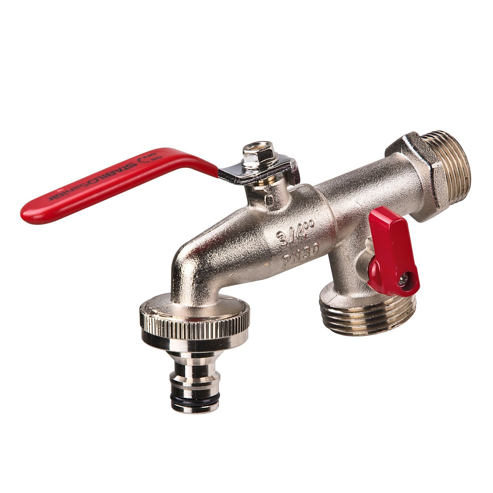 Auslaufventil Kugel-Auslaufhahn 3/4" 26,5mm Kugelhahn Messing Doppel-Anschluss