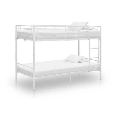 vidaXL Bett Etagenbett Weiß Metall 90×200 cm