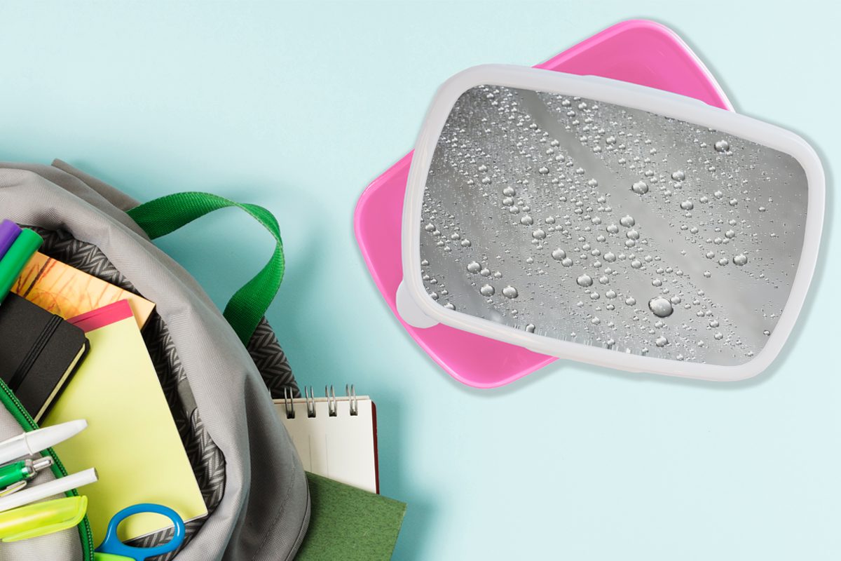 Brotdose rosa (2-tlg), MuchoWow Mädchen, Lunchbox Erwachsene, Metall Grau, für Kinder, Kunststoff Brotbox Wasser - Kunststoff, - Snackbox,