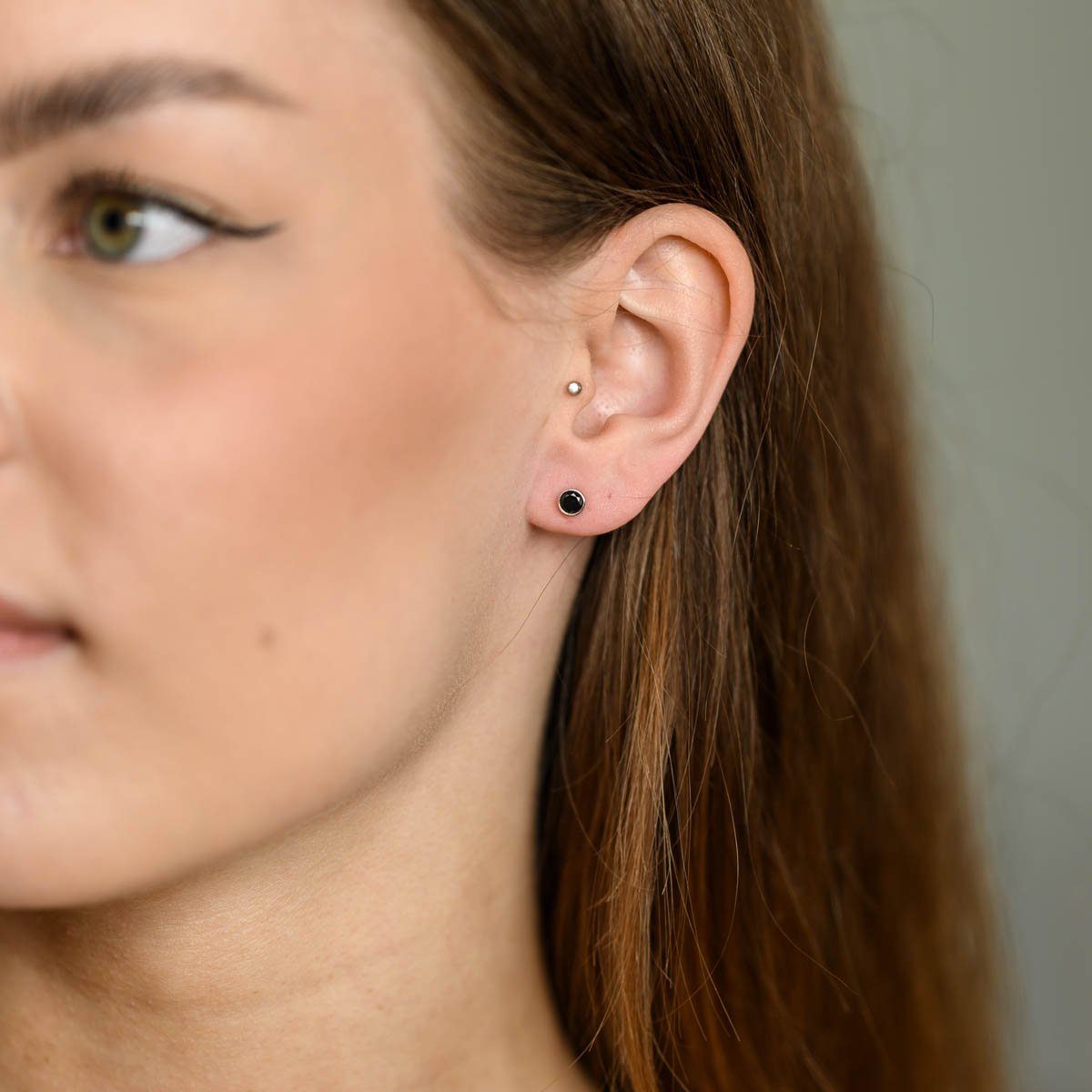 Materia Paar Ohrstecker Damen Mädchen Zirkonia Schwarz 3-5mm SO-437, 925 Sterling Silber, rhodiniert