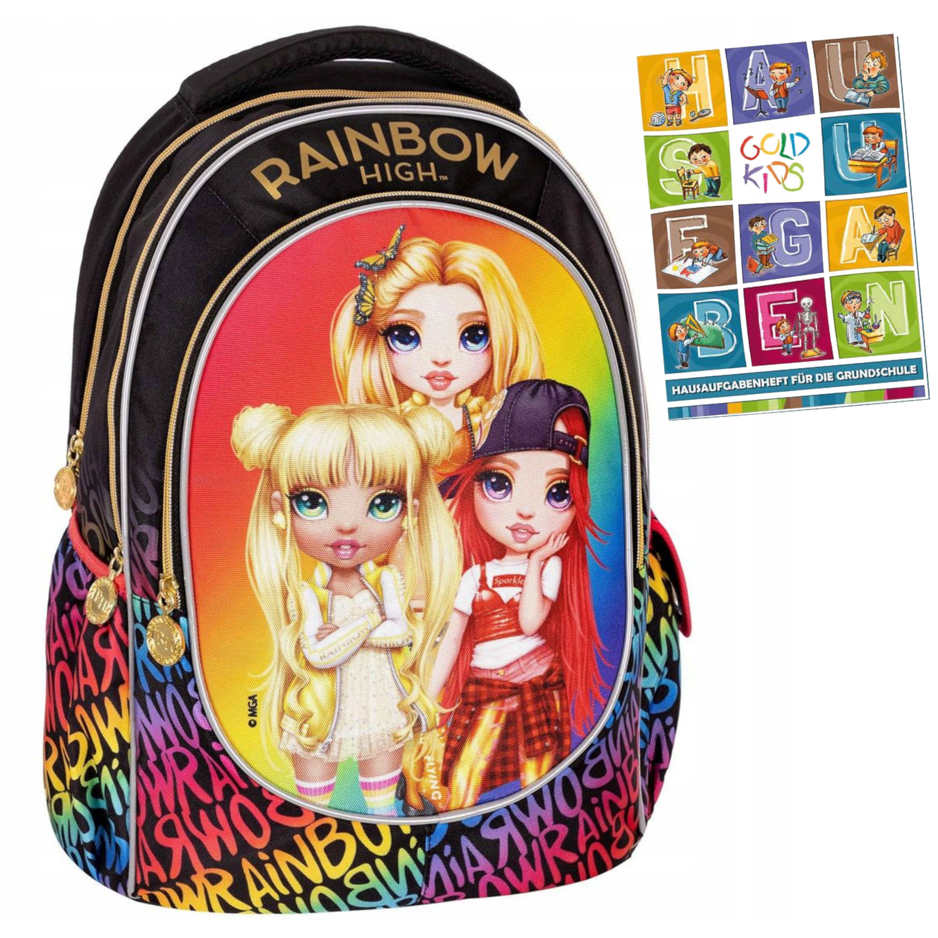 GOLDKIDS Schulrucksack Rucksack Teenager Kinderrucksack für Jungen (und Mädchen, mit RAINBOW HIGH), - Hausaufgabenheft
