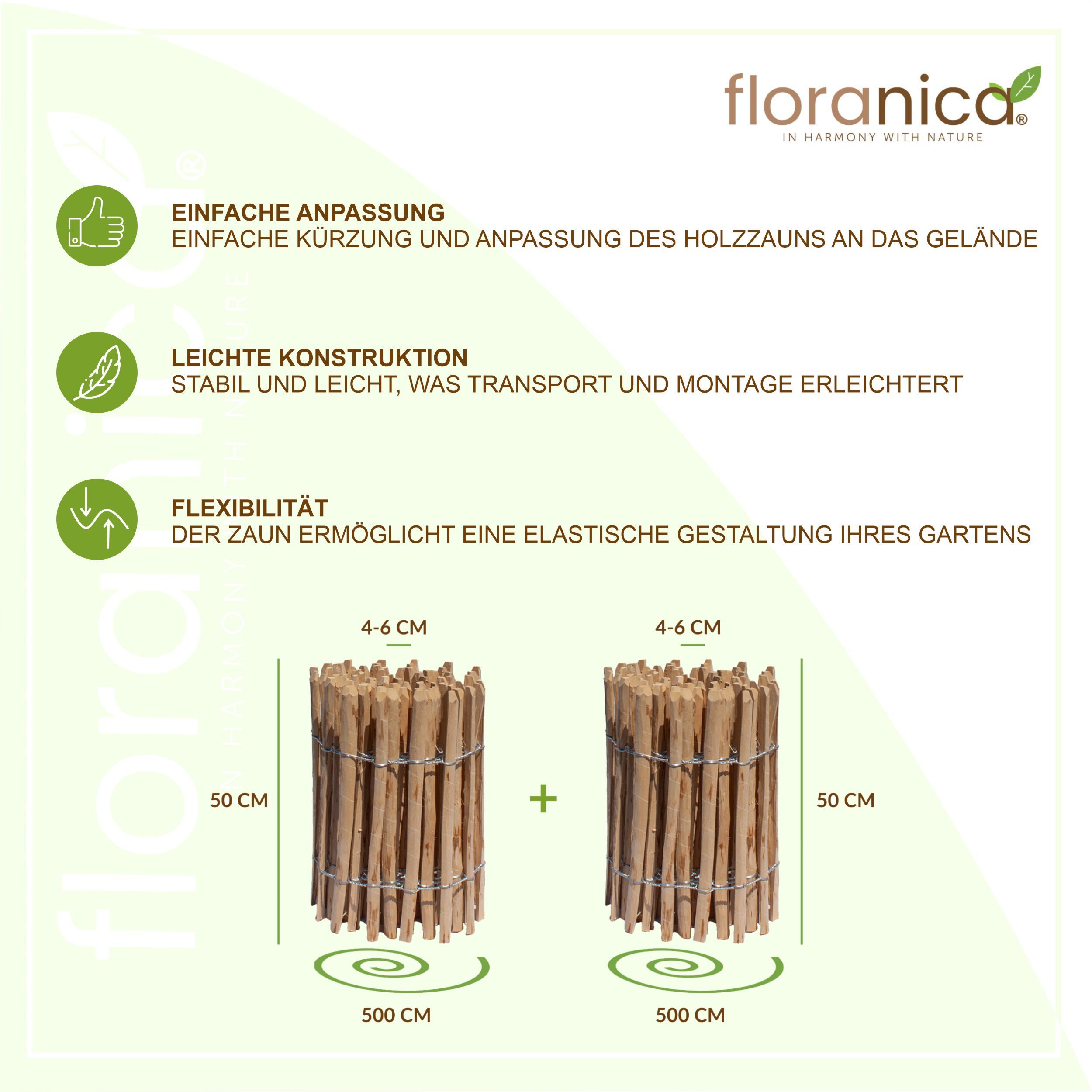 Floranica Staketenzaun Gartenzaun aus Haselnuss oder günstig online kaufen