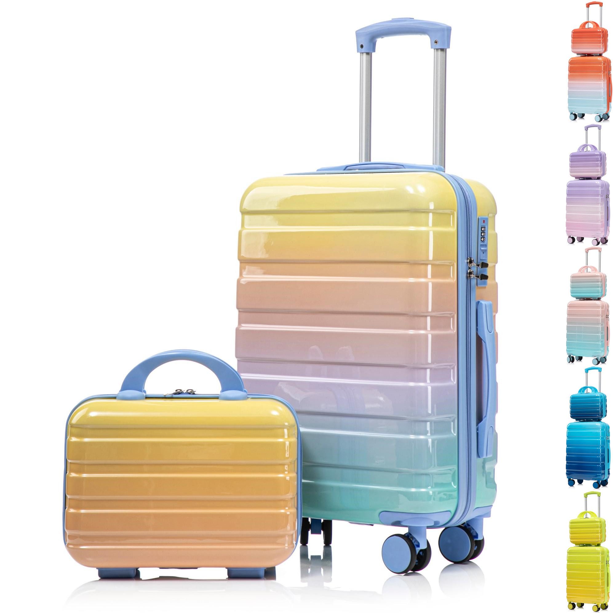 LVHOM Hartschalen-Trolley Handgepäck-Trolley&Koffer 2/4-St.14"/20"/24"/28", leise Rädern für Tour, Geschäftstrip, Familienurlaub, längere Erkundungen, Flughafentransfers