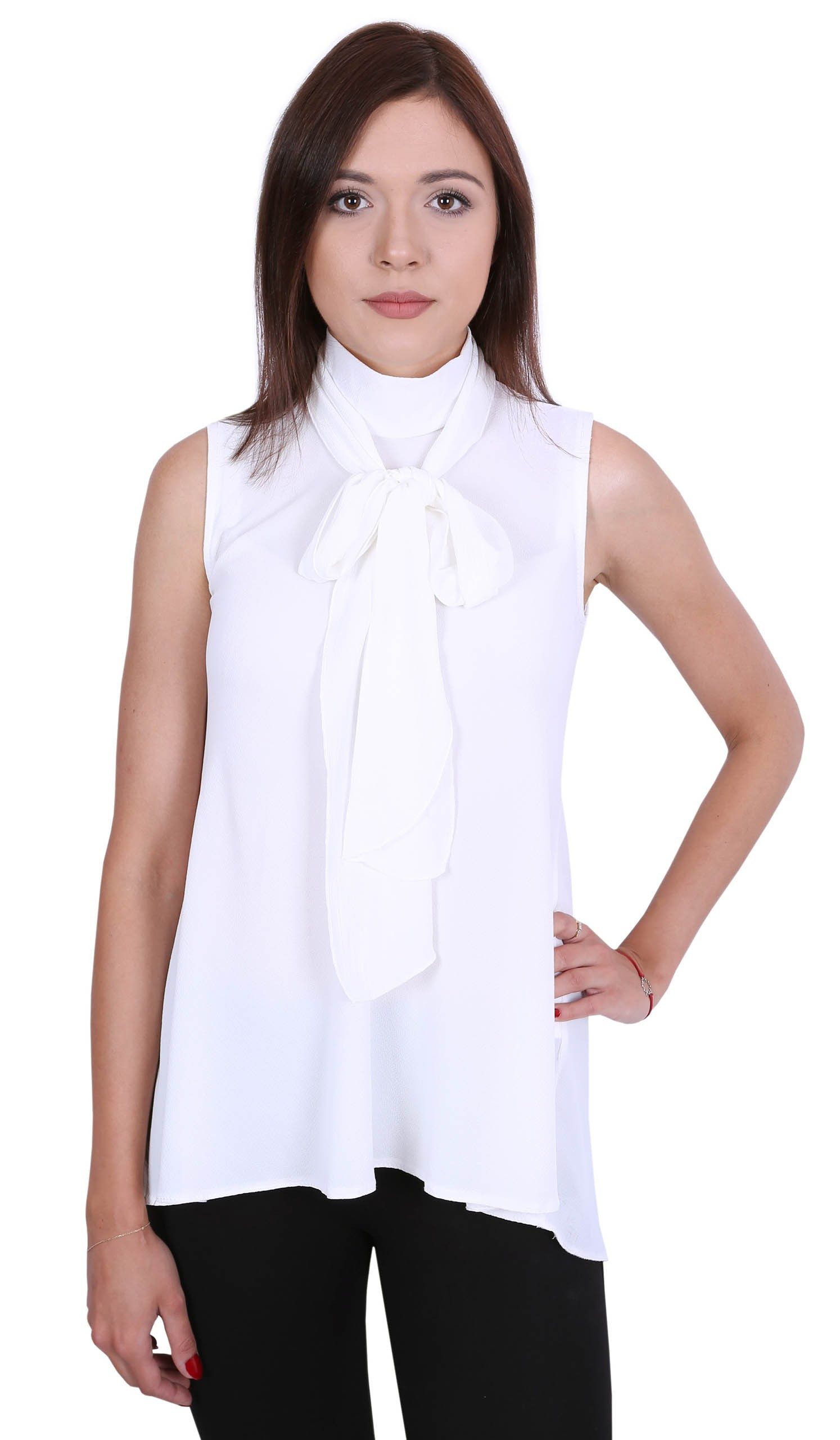 Blusentop John Zack Cremefarbige elegante Bluse Schleierbluse L
