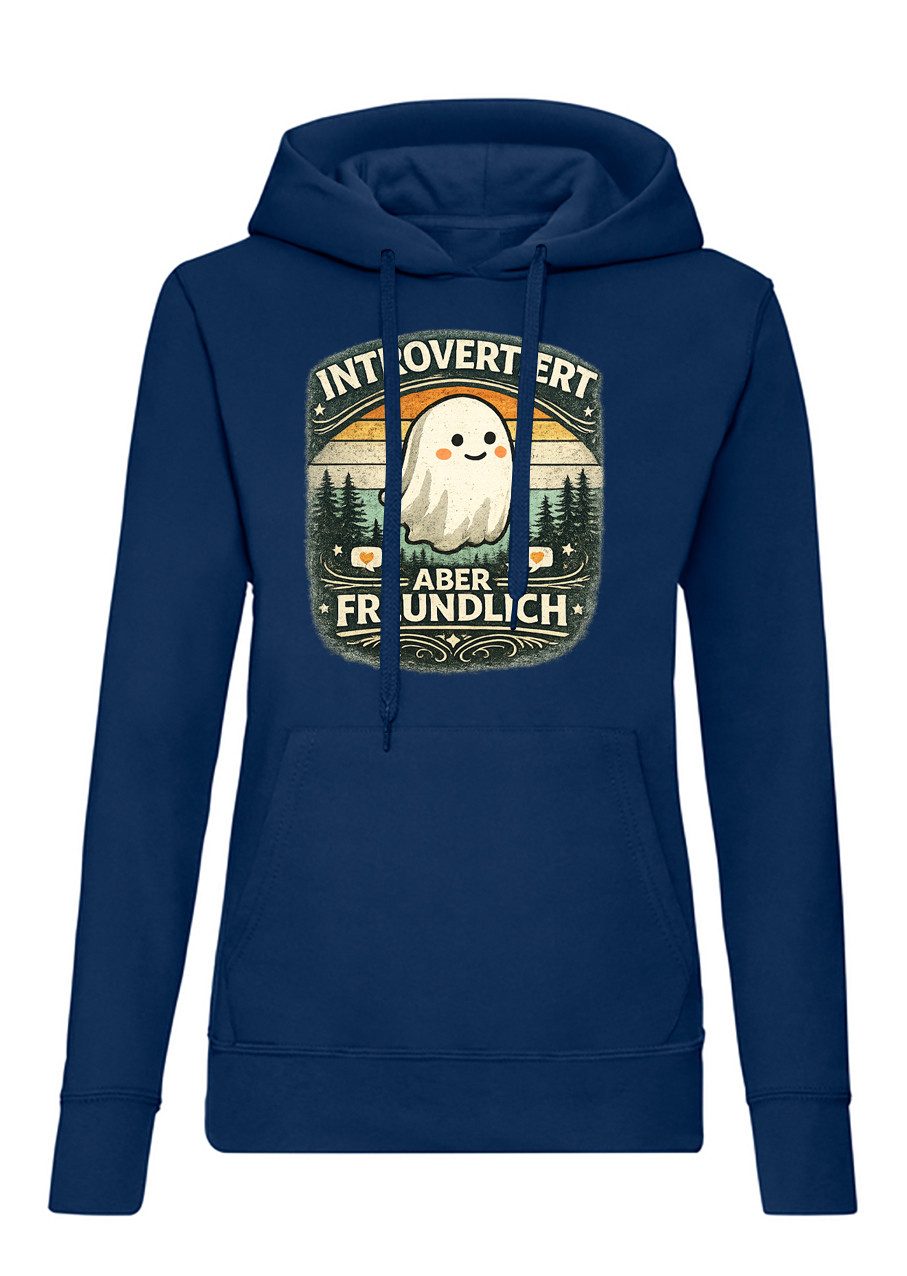 Blondie & Brownie Hoodie Introvertiert Aber Freundlich Damen Hoodie Geist Cartoon Print (Einzeln, Einzelartikel) Introvertiert Aber Freundlich Hoodie