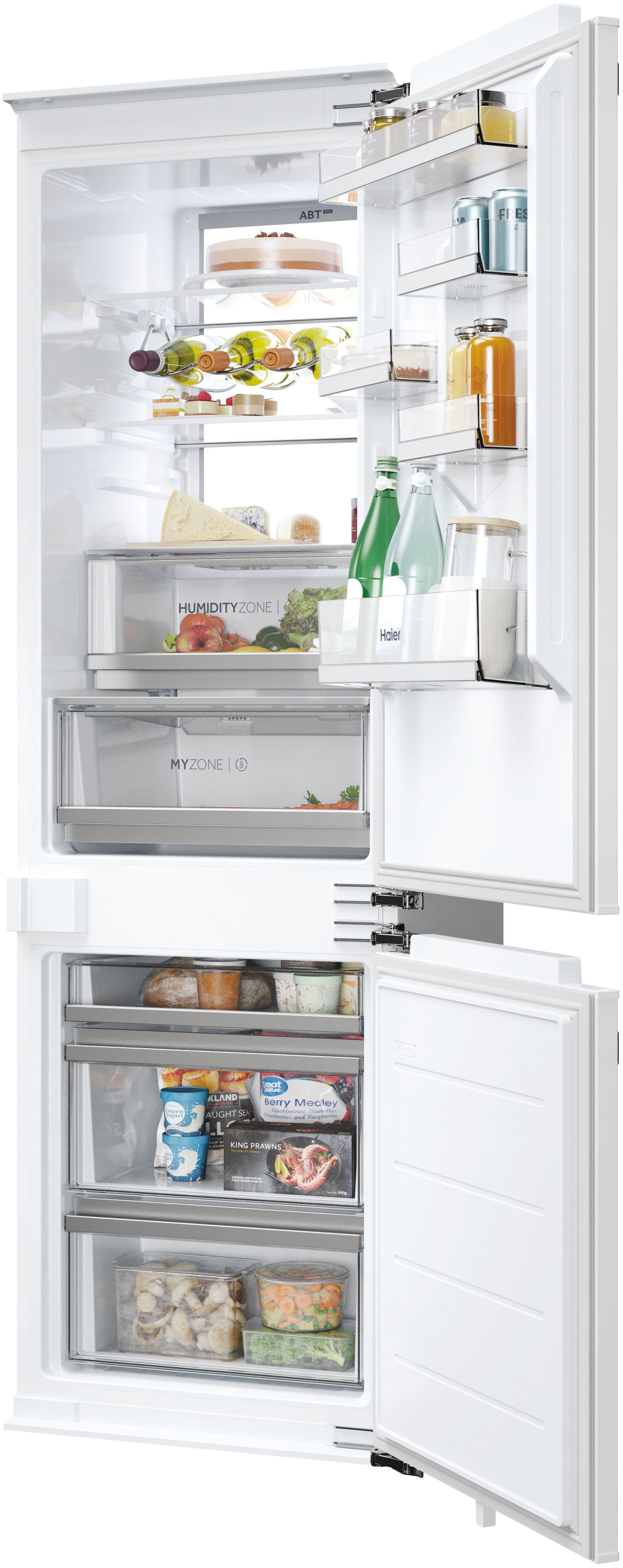Haier Einbaukühlgefrierkombination Titanium Series 6 HBW7518CF, 177,2 cm hoch, 54 cm breit, MyZone und Humidity Zone für längere Haltbarkeit von Obst und Gemüse