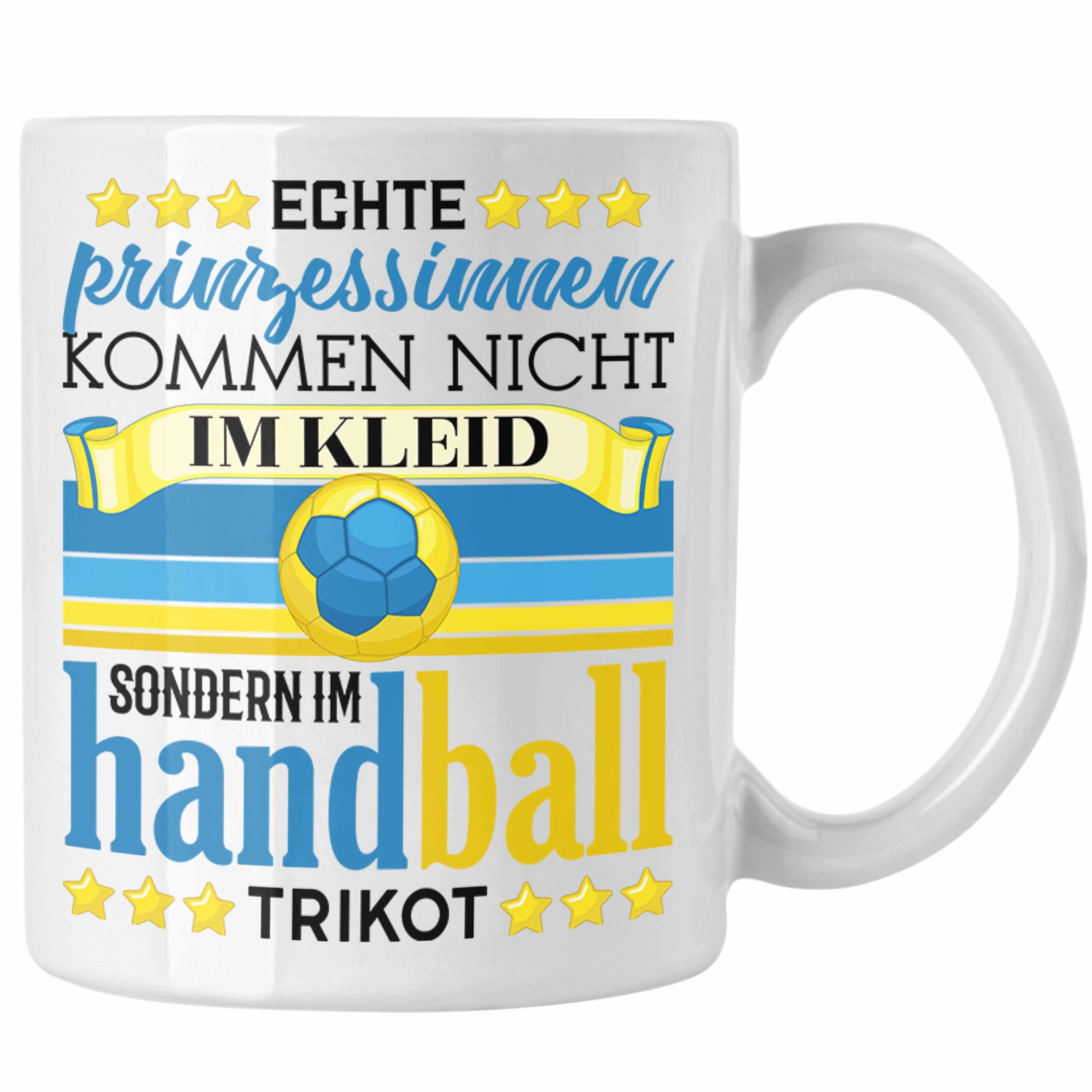 Trendation Tasse Handball Geschenk Frauen Tasse Spruch Handball-Spielerin Geschenkidee Weiss