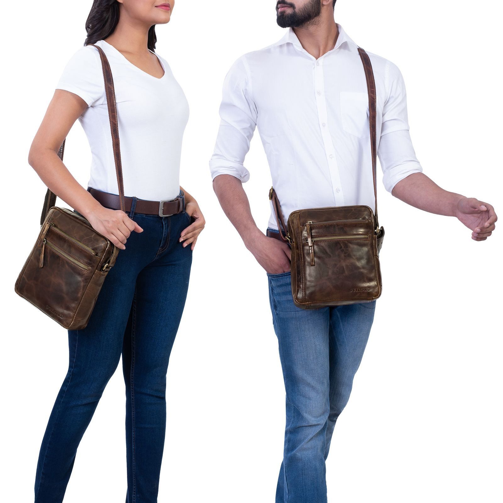 STILORD Schultertasche "Garcia" Kleine Umhängetasche Echtleder