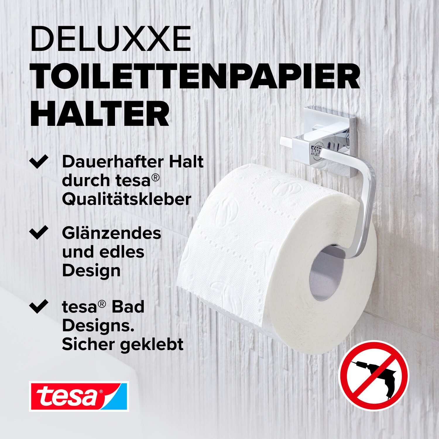 tesa Toilettenpapierhalter DELUXXE WC-Rollenhalter ohne Bohren günstig online kaufen