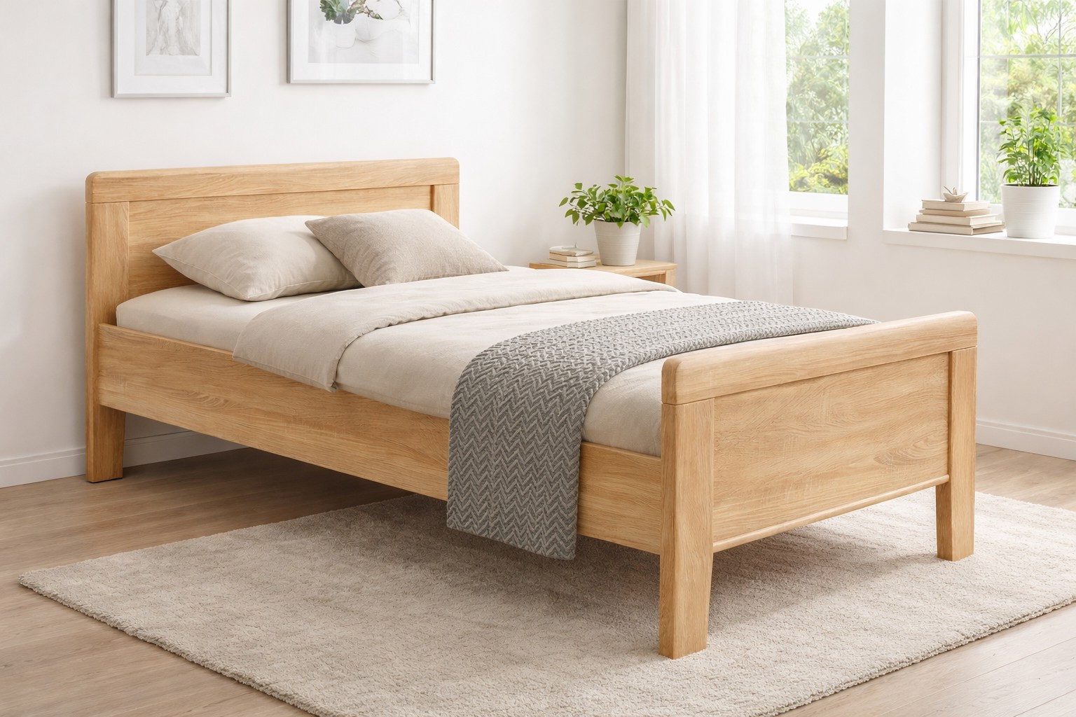 bv-vertrieb Bett Seniorenbett 90x200 Eiche sägerau Komfortbett 4-fach verstellbar #3145