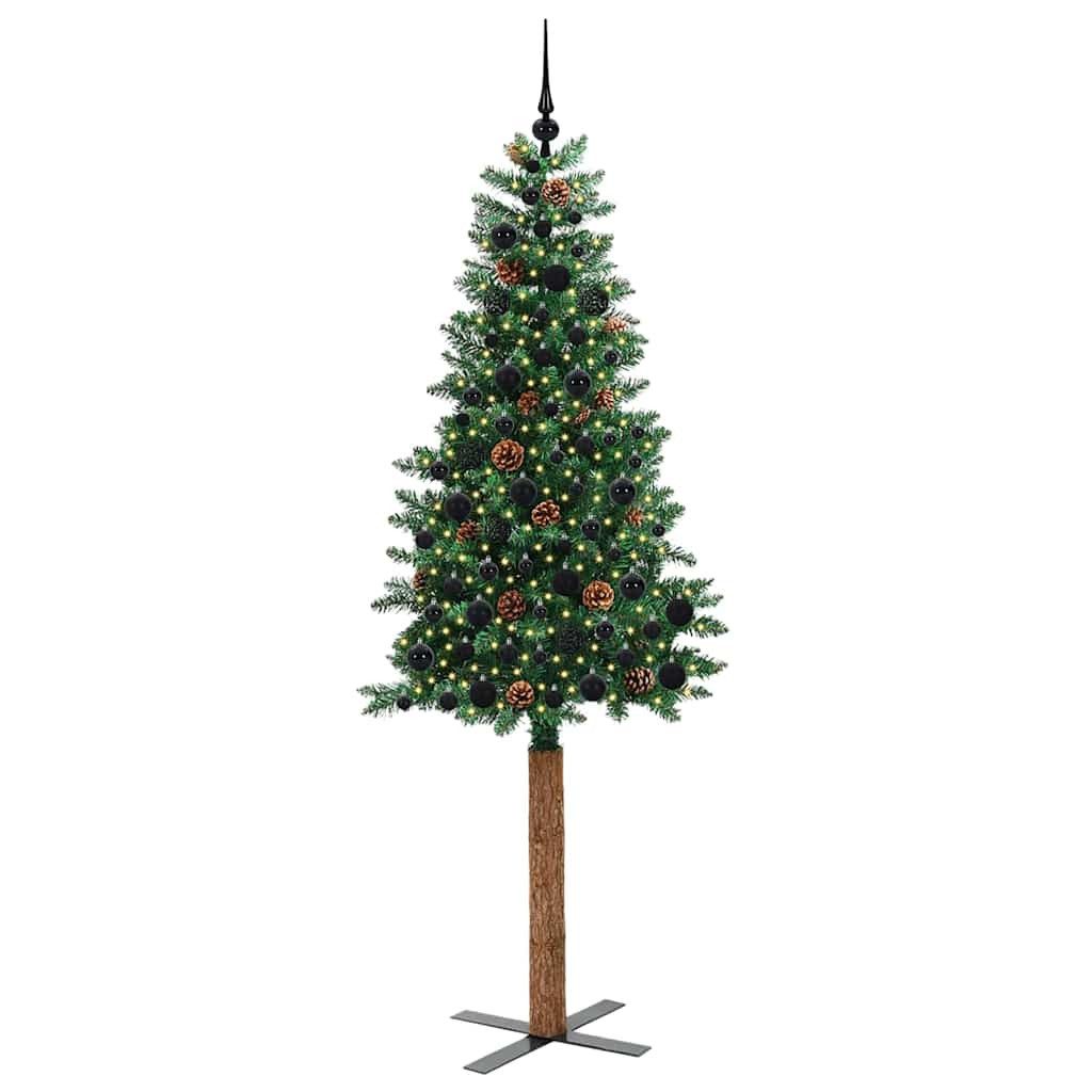 vidaXL LED Baum Schlanker Weihnachtsbaum mit 300 LEDs mit Ständer Grün 210 cm