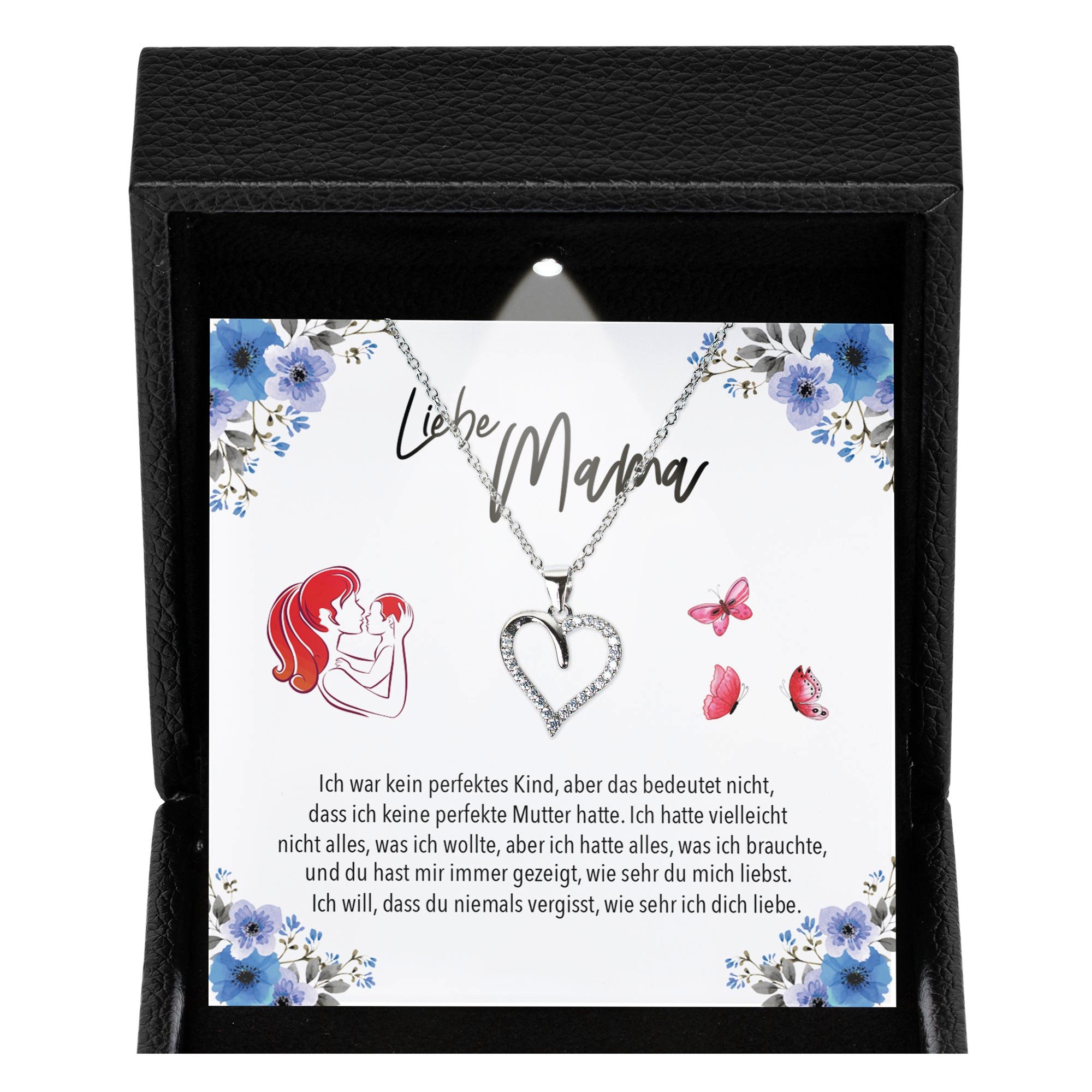 Valentinstagsgeschenk 22Feels Schmuckset Liebe Mama Geschenk Muttertag Frauen Halskette Damen Herz Collier (Geschenkset), Silber 925/000, Geschenkset