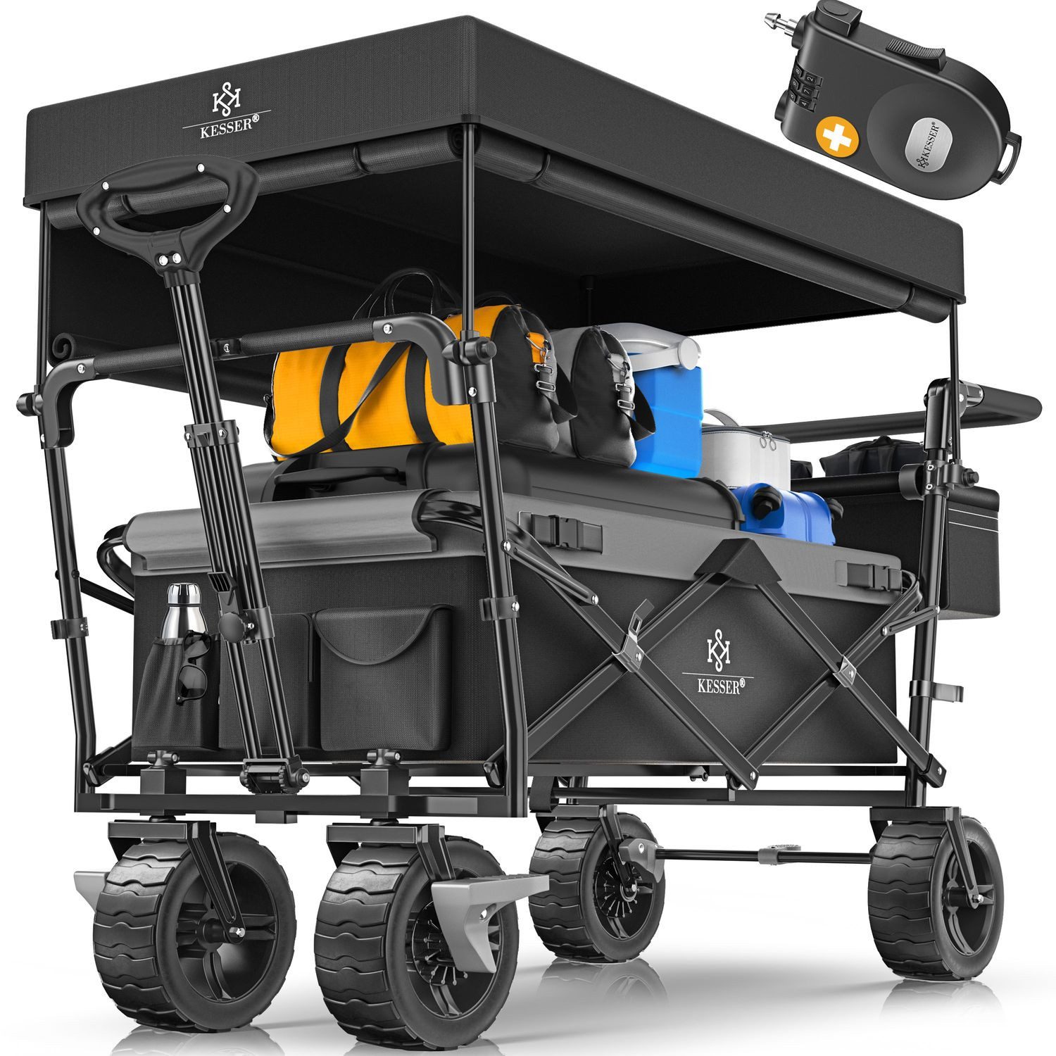 KESSER Bollerwagen, Bollerwagen faltbar GT9000 mit Dach Handwagen Transportwagen