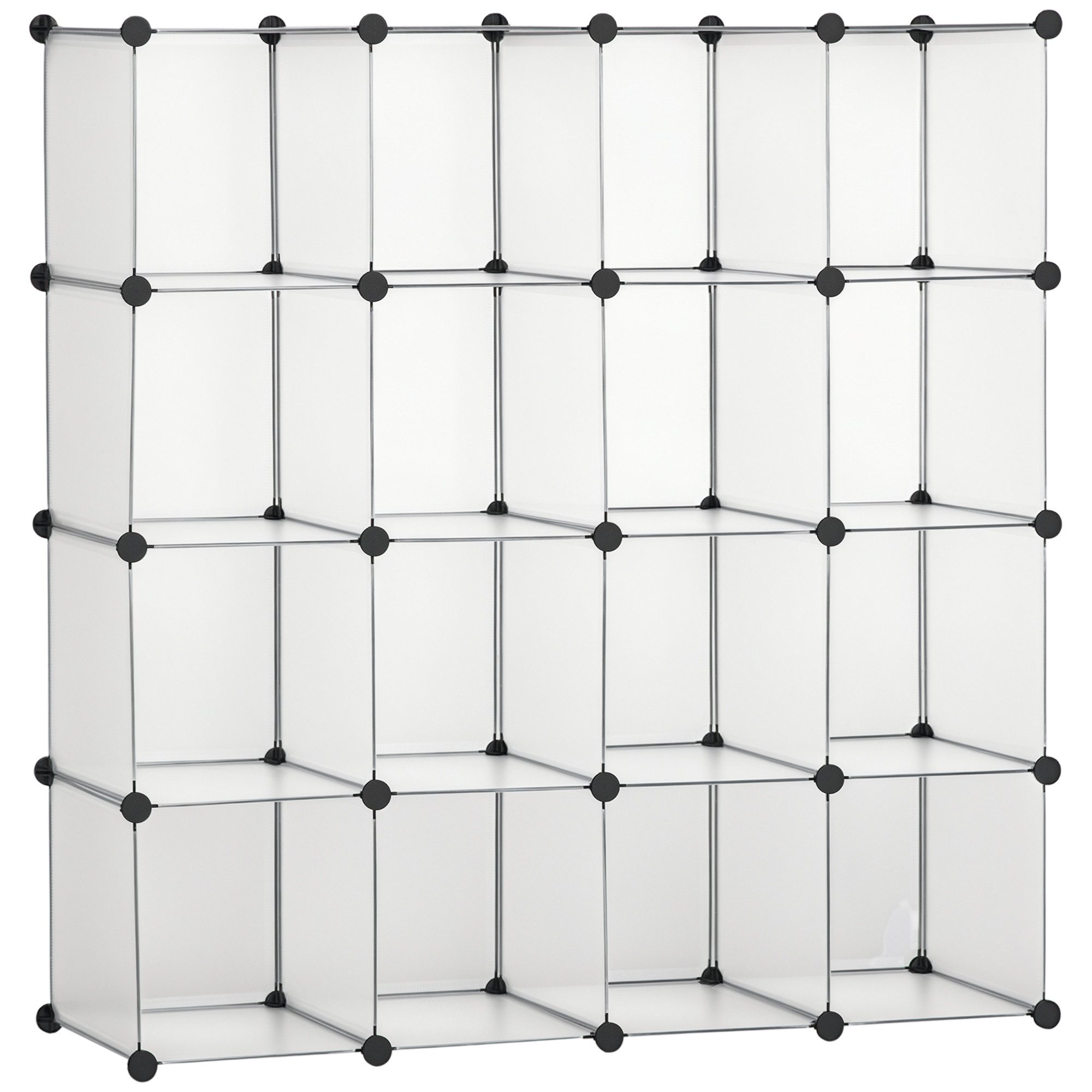 HOMCOM Kommode DIY Regalsystem mit 16 Würfeln (Aufbewahrungsregal, 1 St., DIY-Würfelregal), Kunststoff Stahl Weiß 125 x 32 x 125 cm