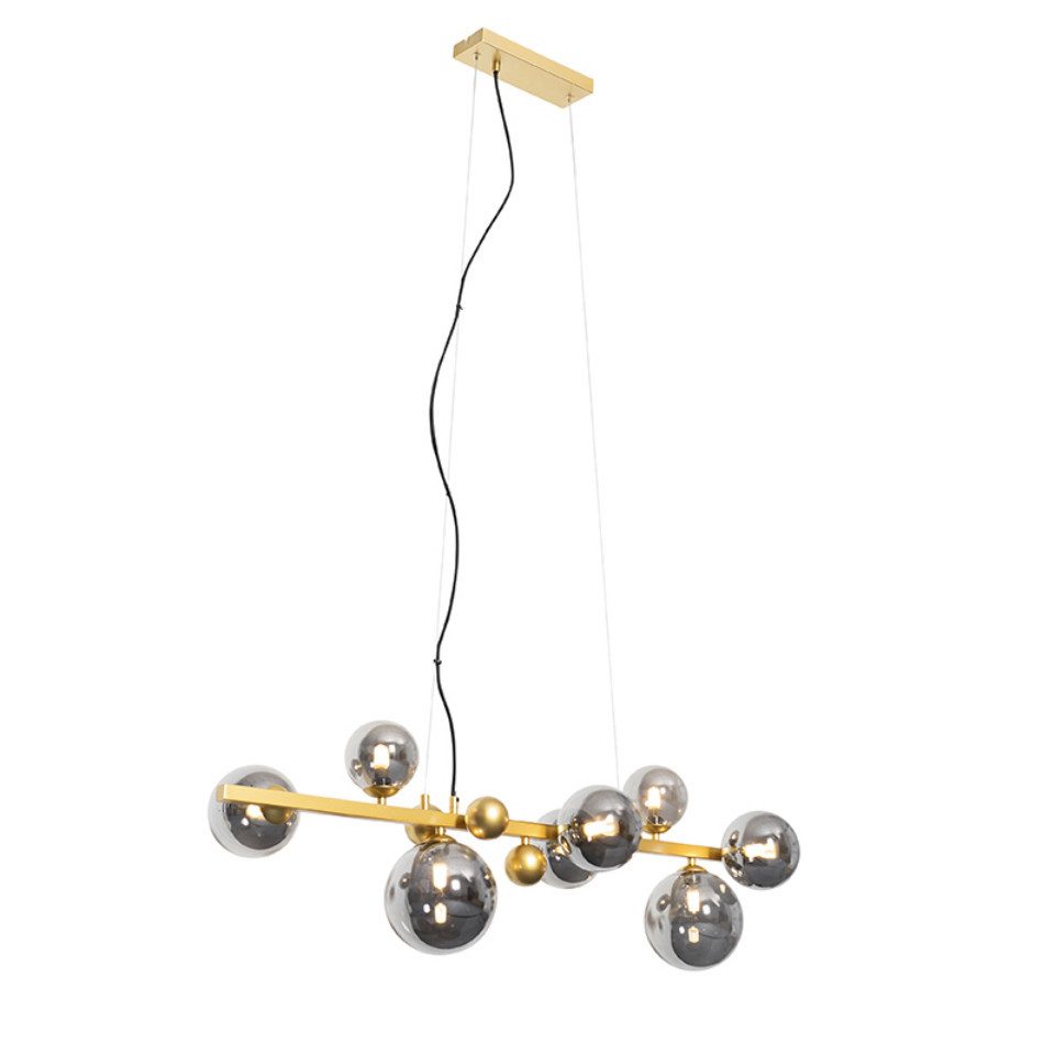 Qazqa Pendelleuchte David, ohne Leuchtmittel, G9, Gold/Messing, Art Deco, Stahl, 8-flammig