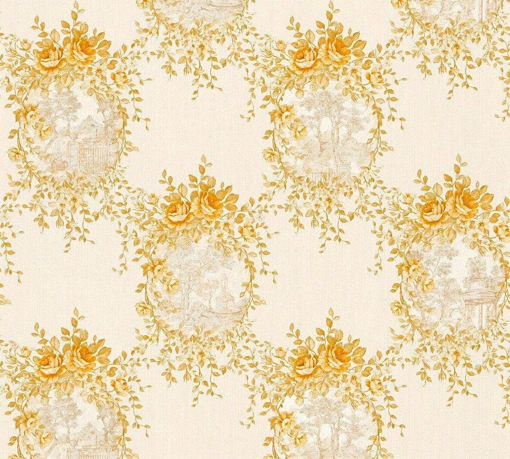 A.S. Création living walls Vliestapete Château, Barock, Klassische Tapete Blumen orange/beige