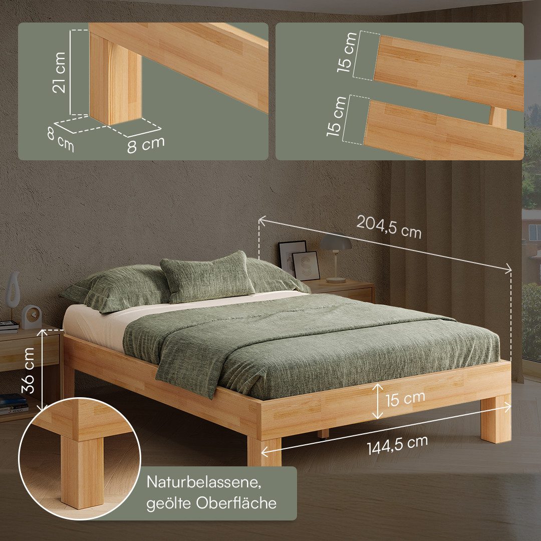 skølm Massivholzbett Floki aus Buche, natur geölt, verfügbar in 140/180x200 cm – Bild 5 von 5
