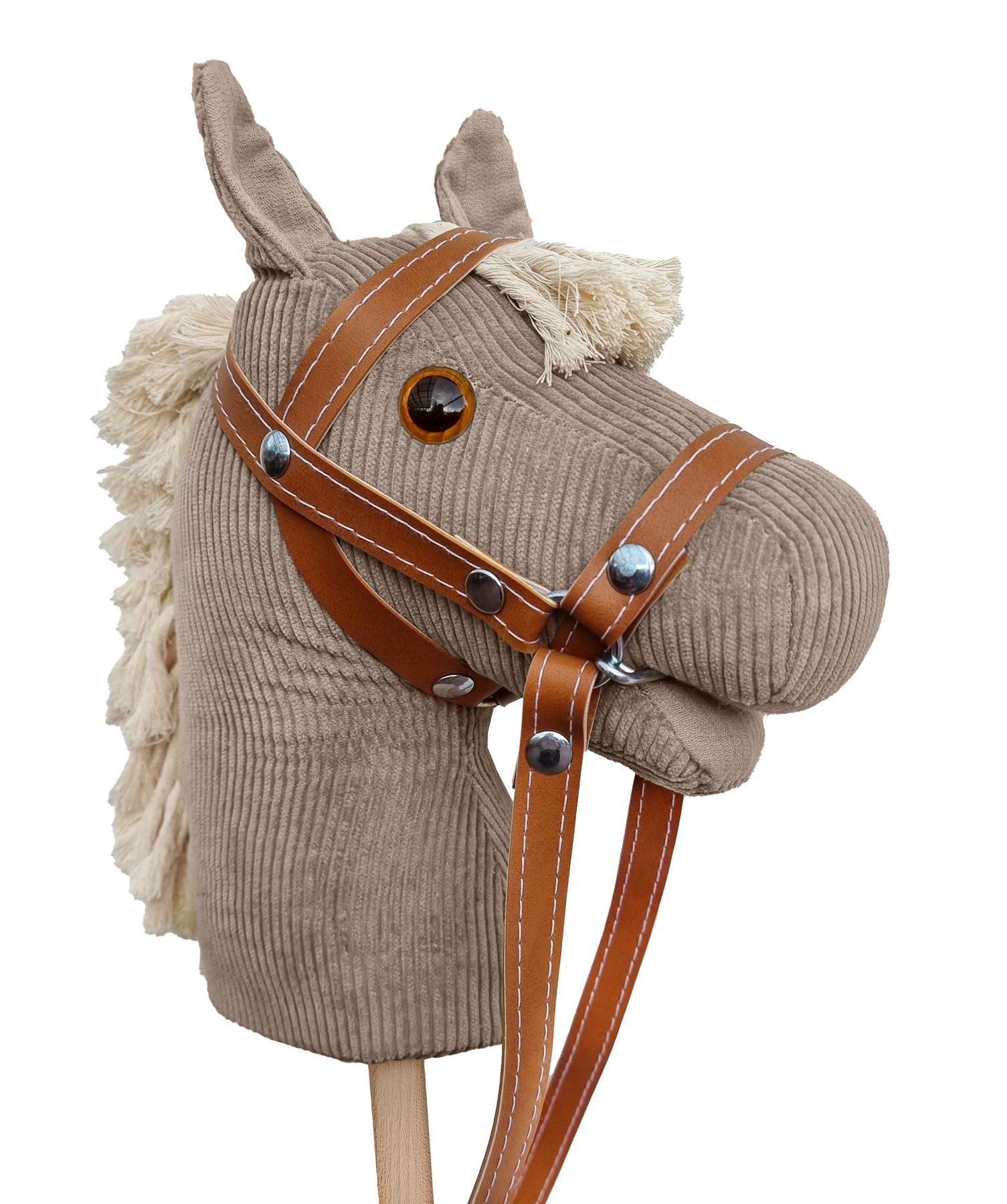 ERST-HOLZ Reitpferd Steckenpferd Hobby Horsing Holzpferd Farbe Hell, 96-331 - Steckenpferd hell-Zaumzeug