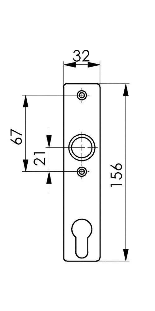 PZ 497Z Torbeschlag Zylinderkurzschild mm 72 / AMF Leichtmetall F1 silberfarbig