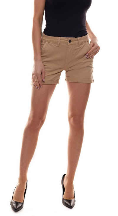 Blend she Shorts Blend She Bermuda-Shorts modische Damen Kurze-Hose mit umgeschlagenen Saum Freizeit-Shorts Beige