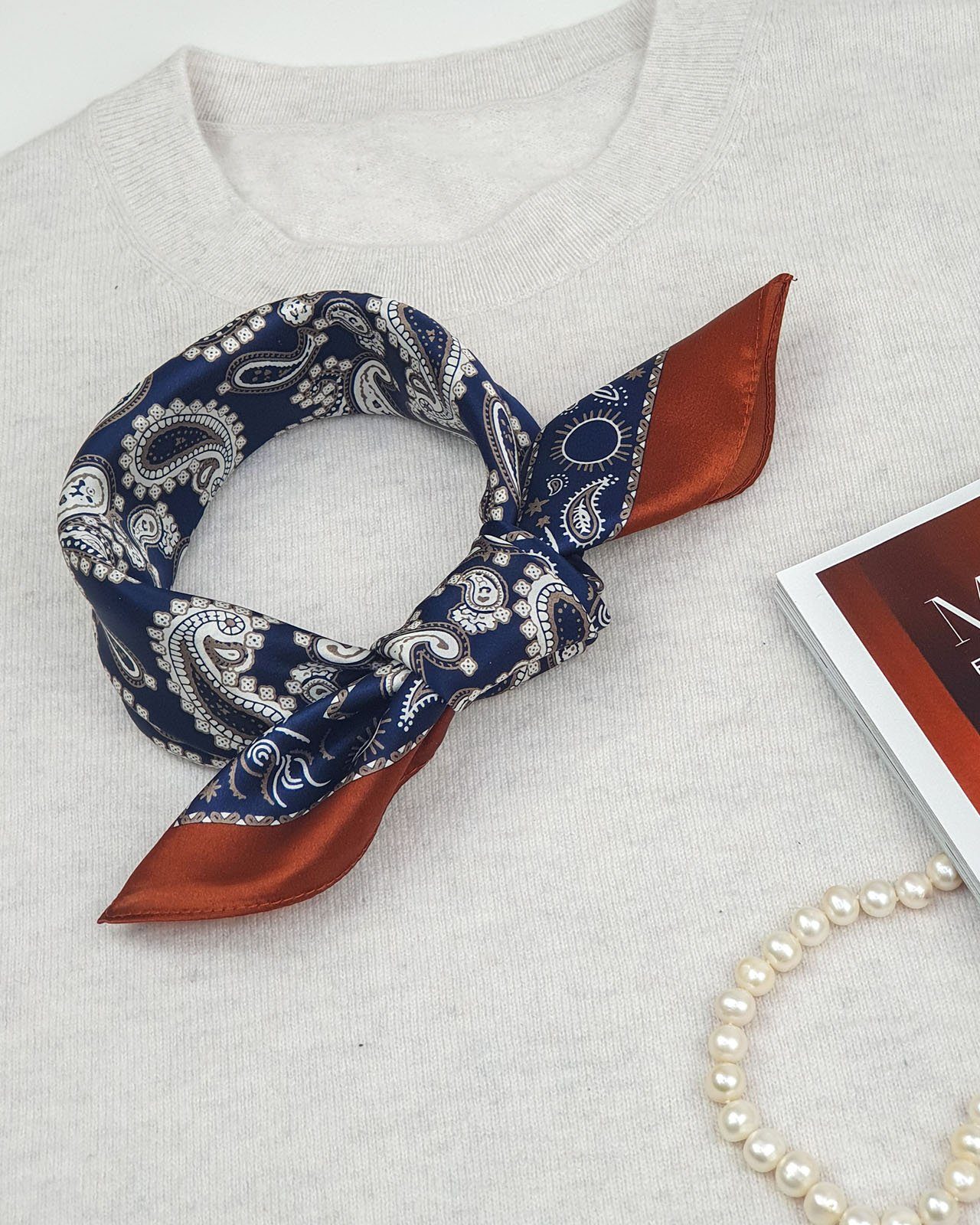 MayTree Seidentuch quadratisch, Paisley mit Rand, 53x53 cm, Nickituch, Band günstig online kaufen