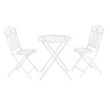 en.casa Balkonset, (3-tlg), »Biella« Bistro Set Sitzgruppe Tisch rund mit 2 Stühlen Weiß