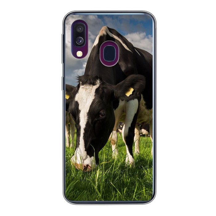 MuchoWow Handyhülle Kühe - Tiere - Gras - Wiese - Bauernhof Handyhülle Samsung Galaxy A40 Smartphone-Bumper Print Handy
