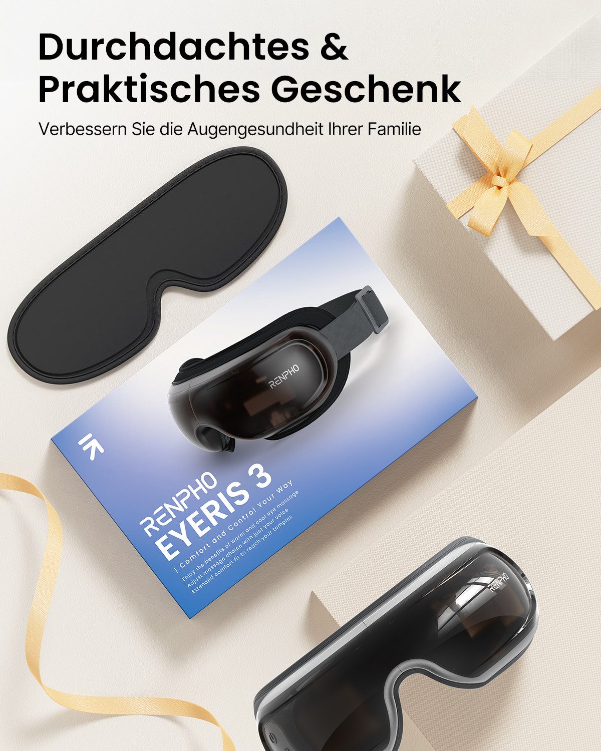 RENPHO Gesichtsmassagegerät Renpho Eyeris 3 Eye massager G010V, Sprachgesteuertes Pflegeerlebnis mit Wärme, Kühlung und Akupressur