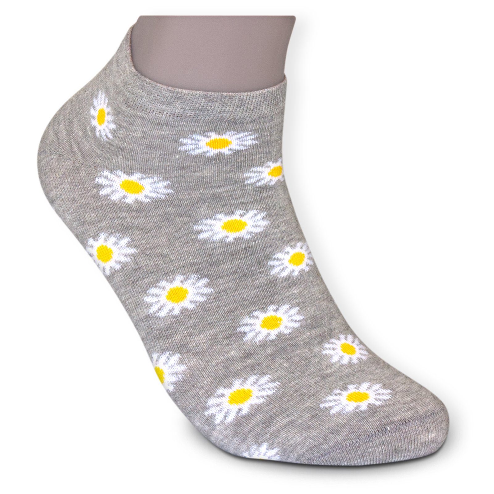 Die (Bund, Soft Sockenbude FLOWER Piqué-Bund schwarz weiß 4-Paar, Sneakersocken gelb) mit