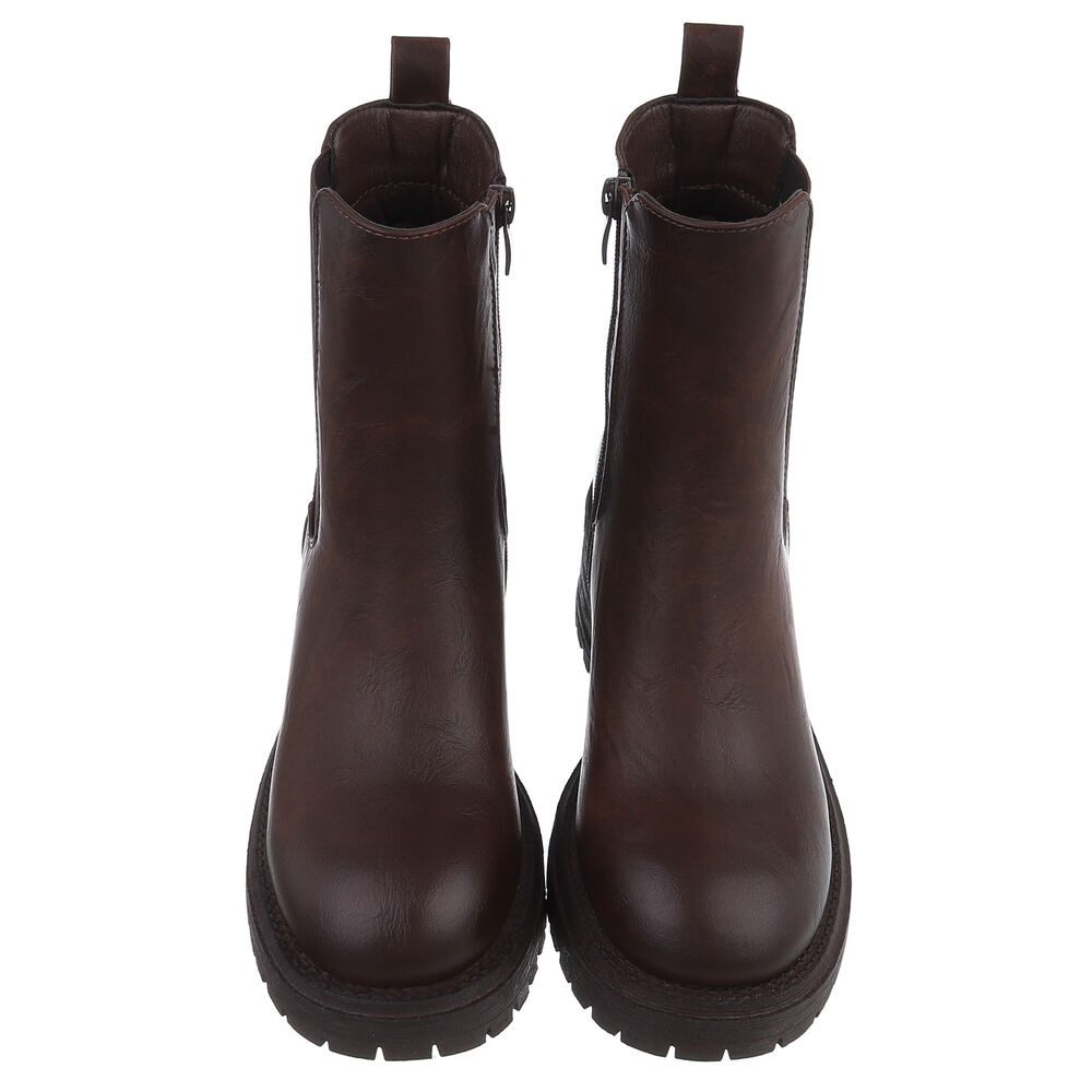 Ital-Design Modische Chelsea Boots mit elastischen Einsätzen für Damen Plateaustiefelette (90648975) Blockabsatz Stiefeletten in Braun