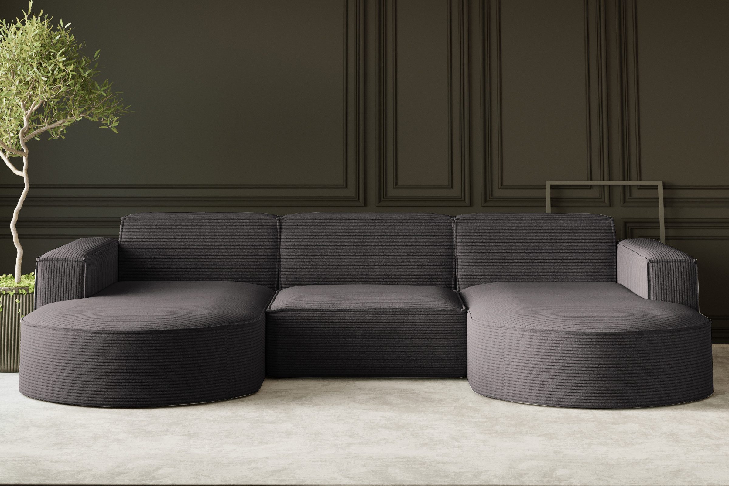 Kaiser Möbel Ecksofa Sofa U form, Couch MODENA U STUDIO stoff Verita, Poso, günstig online kaufen