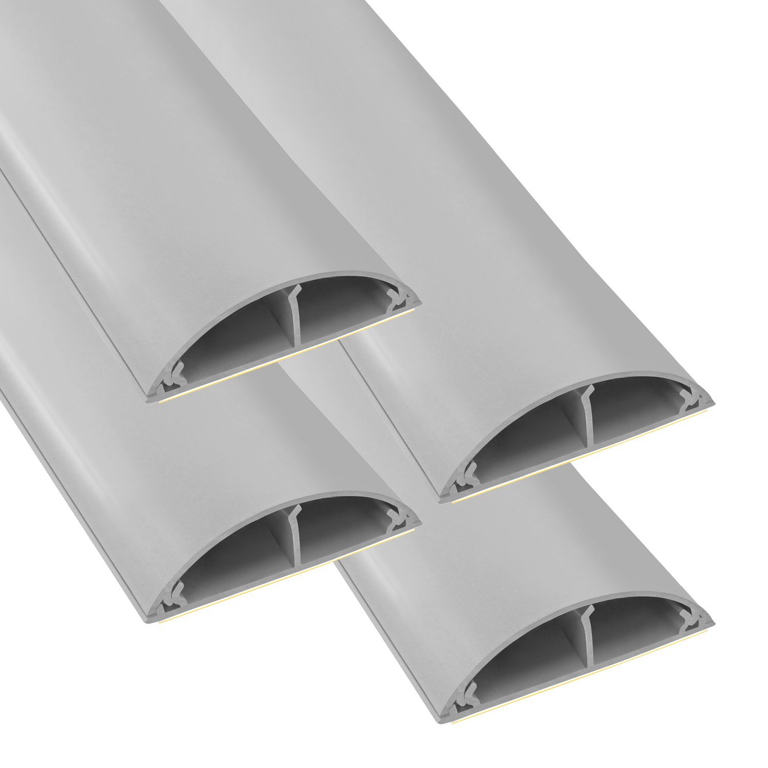 ARLI Kabelkanal 4x 1m halbrund selbstklebend 50 x 12 mm grau (4-St), Kabelbrücke Fussboden Boden