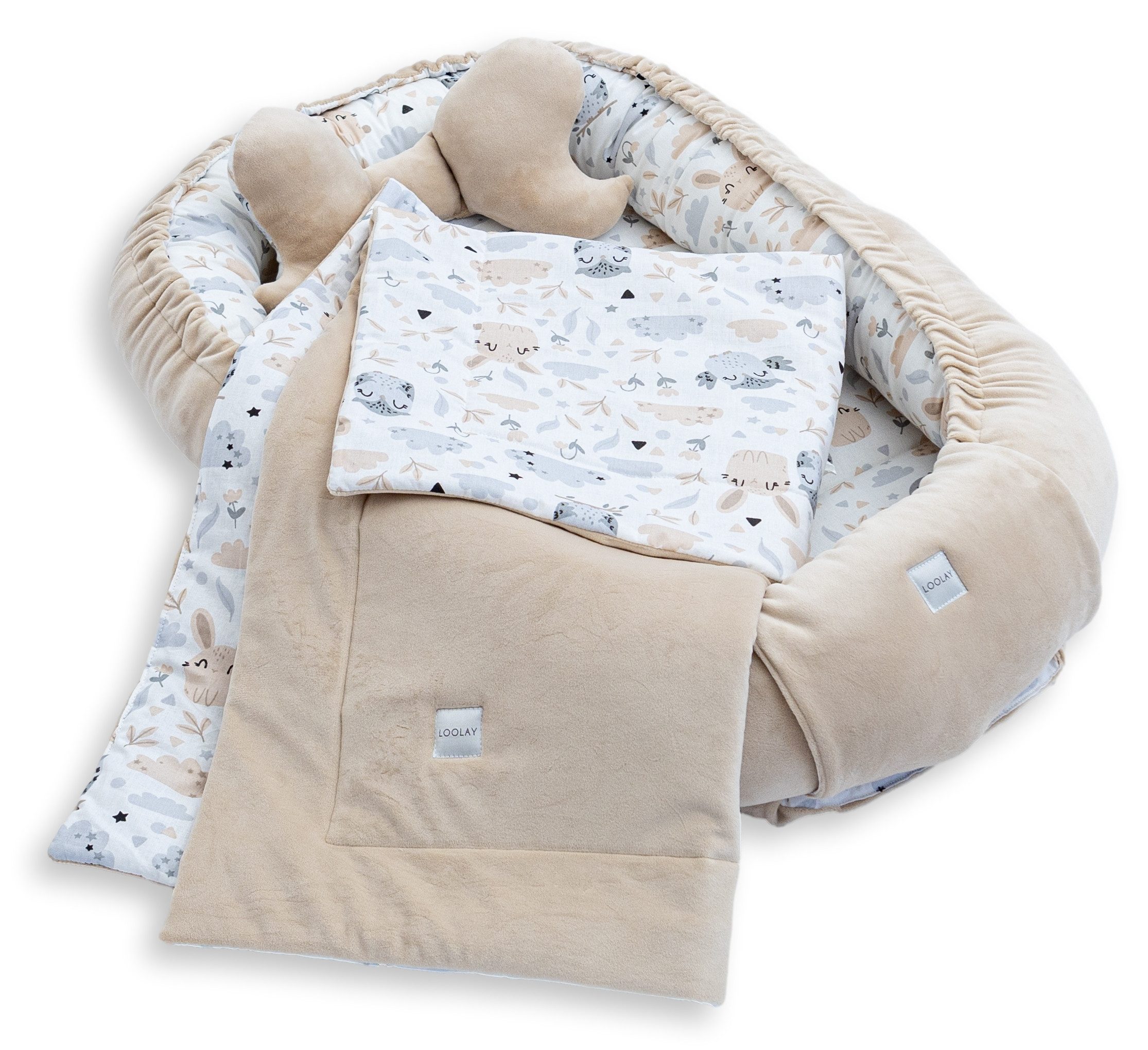Loolay Kuschelnest BABYNEST + DECKE + Kissen Babyausstattung Baumwolle & Sa günstig online kaufen