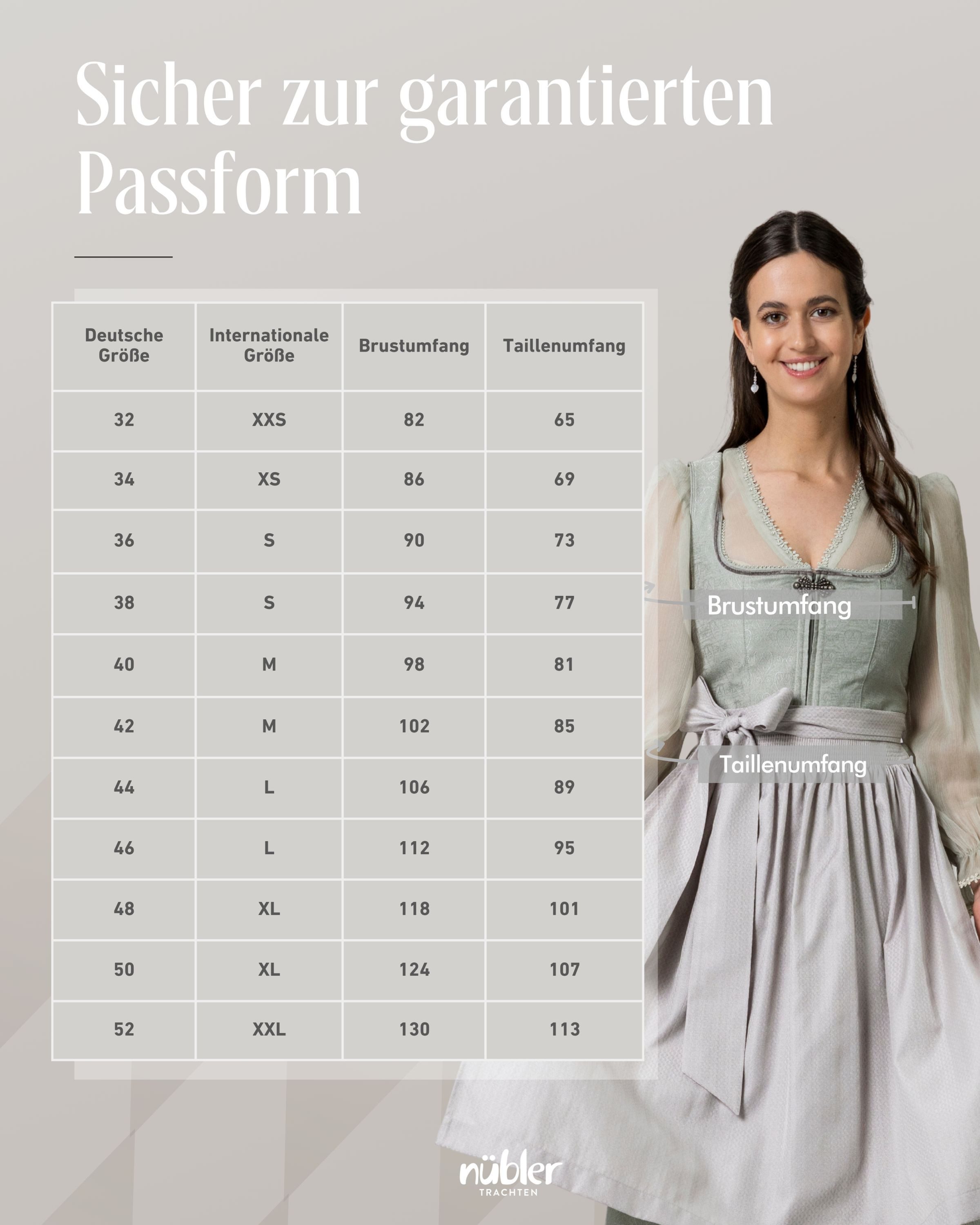 Nübler Dirndl Midi Dirndl Flurina in Salbei von Nübler - Rocklänge 70 cm