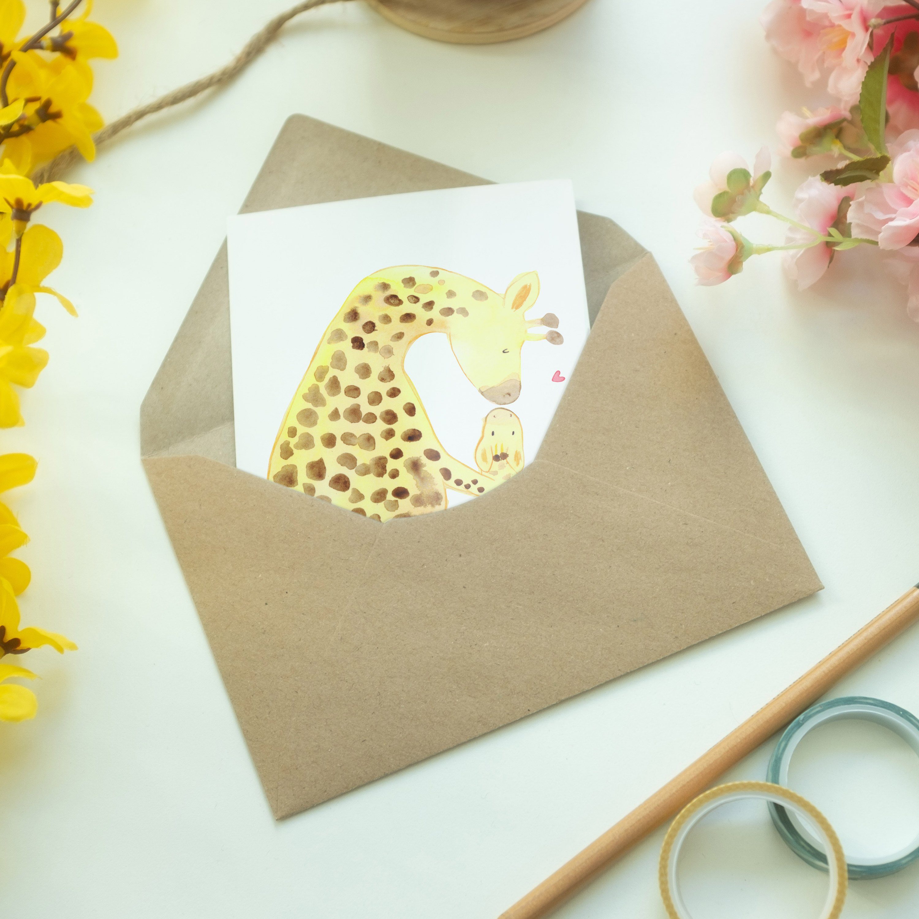 Grußkarte & Einladungskarte, mit Kind Giraffe Karte Geschenk, Mr. - - Tochter, Weiß Mrs. Panda