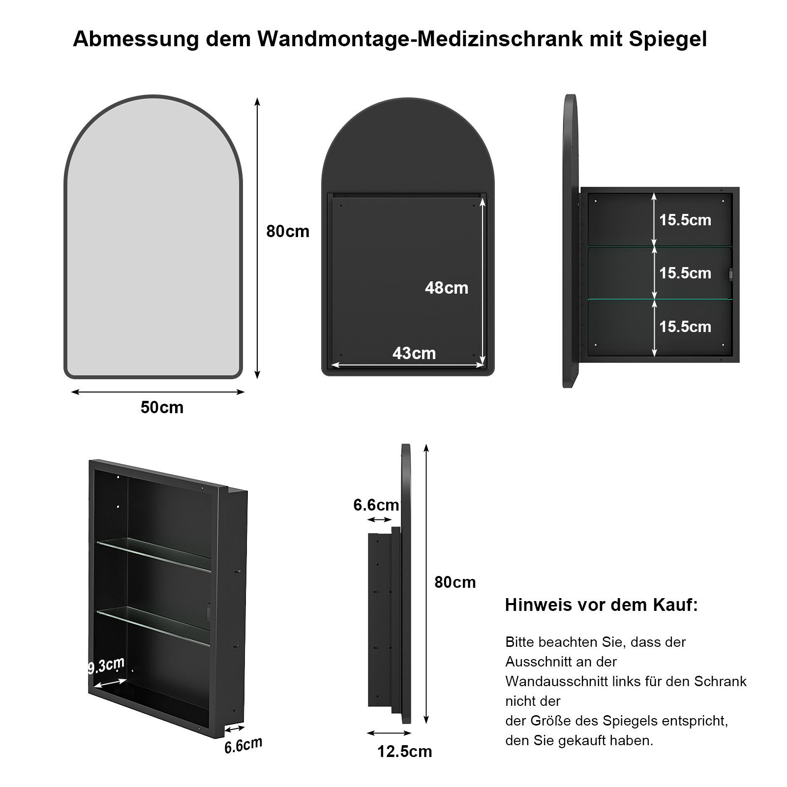 radelldar Spiegelschrank Montagefrei Metall Feuchtigkeitsschutz,80x13x50cm günstig online kaufen
