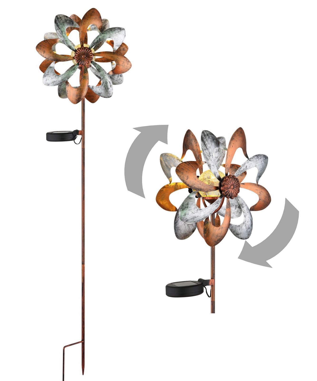 bmf-versand LED Solarleuchte Windrad Metall Garten Solar Solarleuchte Außen günstig online kaufen