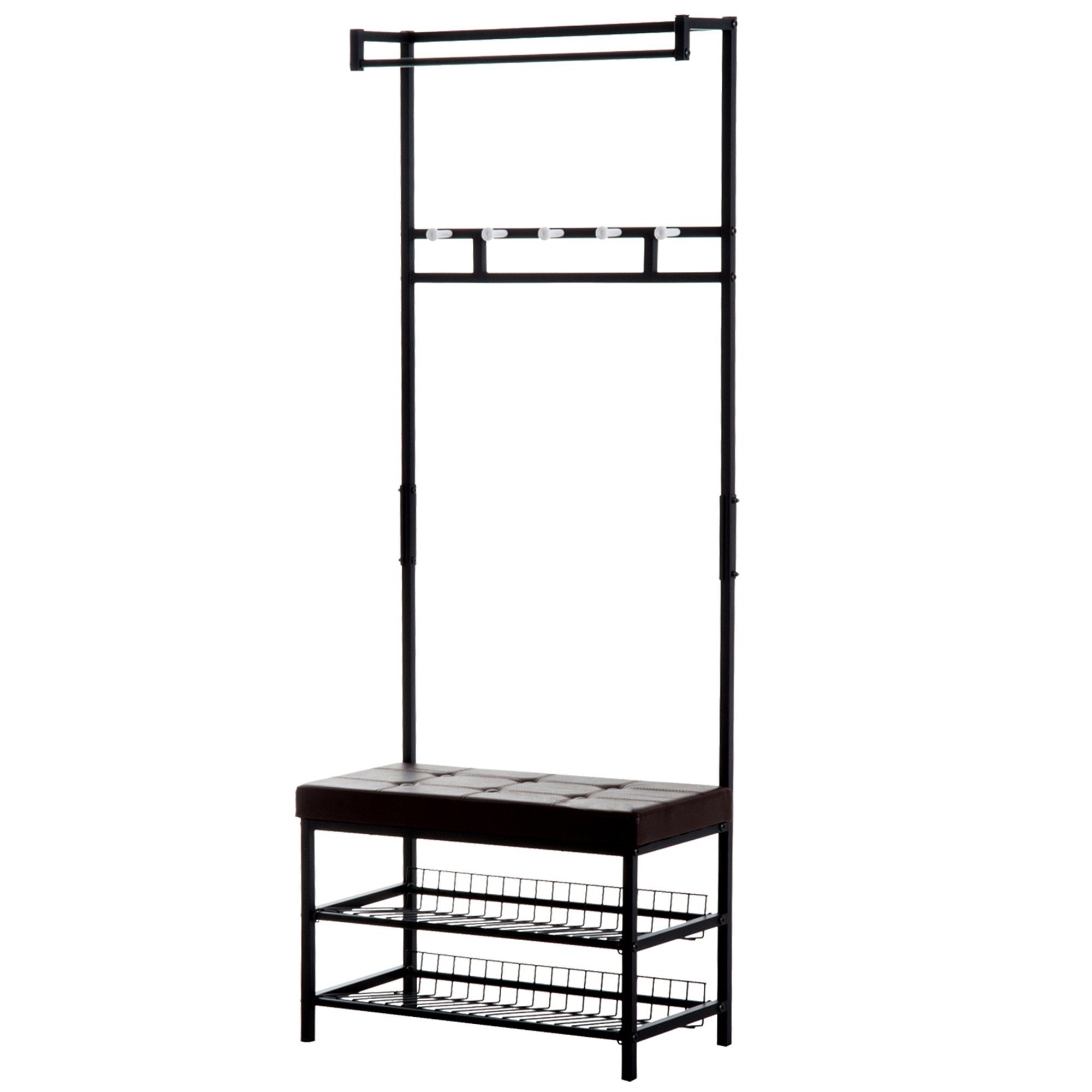 HOMCOM Garderobenständer Garderobenbank mit 2 Schuhablagen