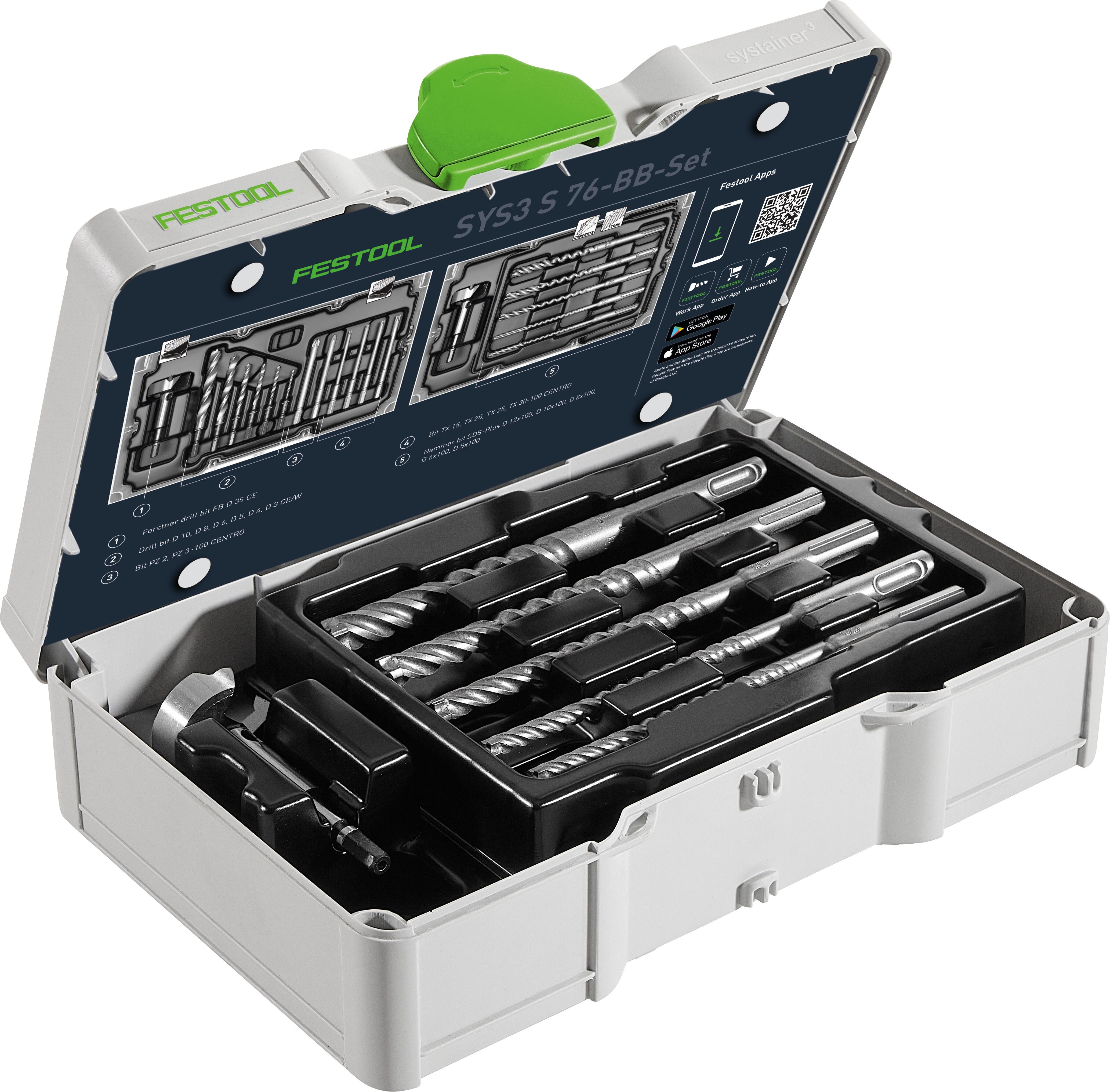 Bohrer- und Bitset Festool Bit und Bohrer-Set SYS3 S 76-BB-Set