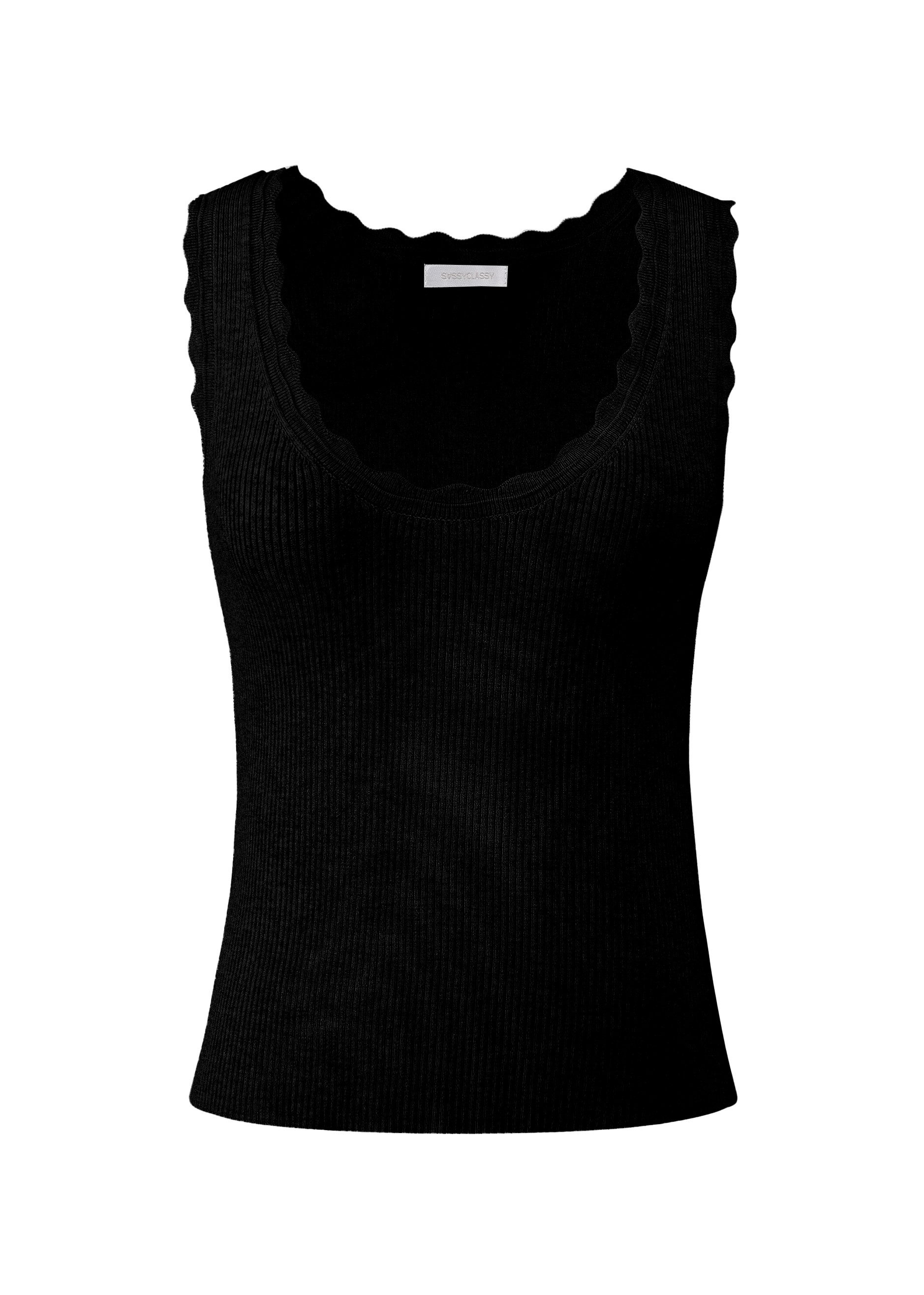SASSYCLASSY T-Shirt Figurbetontes Strick-Top Damen mit Bogenkante Top in Ri günstig online kaufen