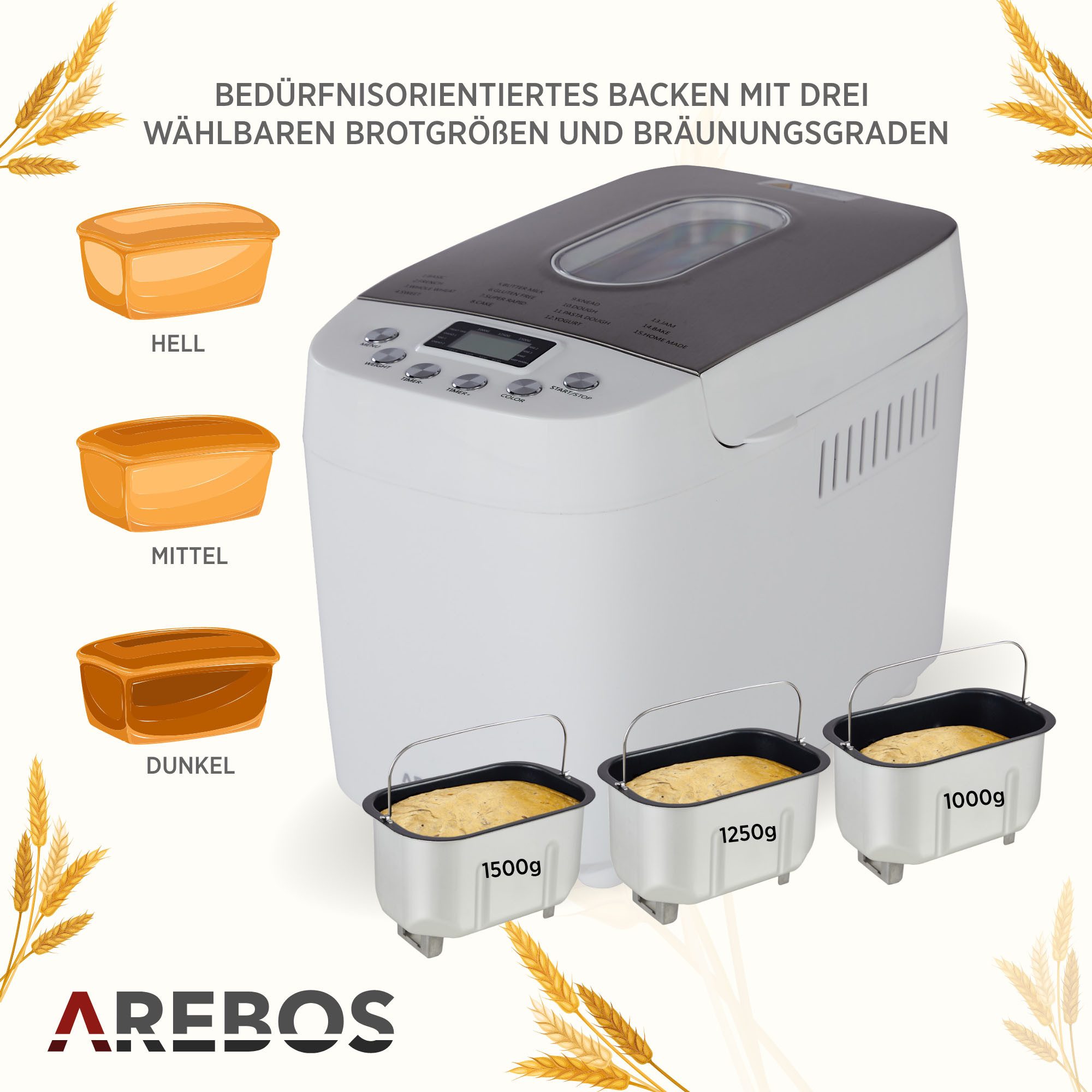 Arebos Brotbackautomat 1500g - Bild 4