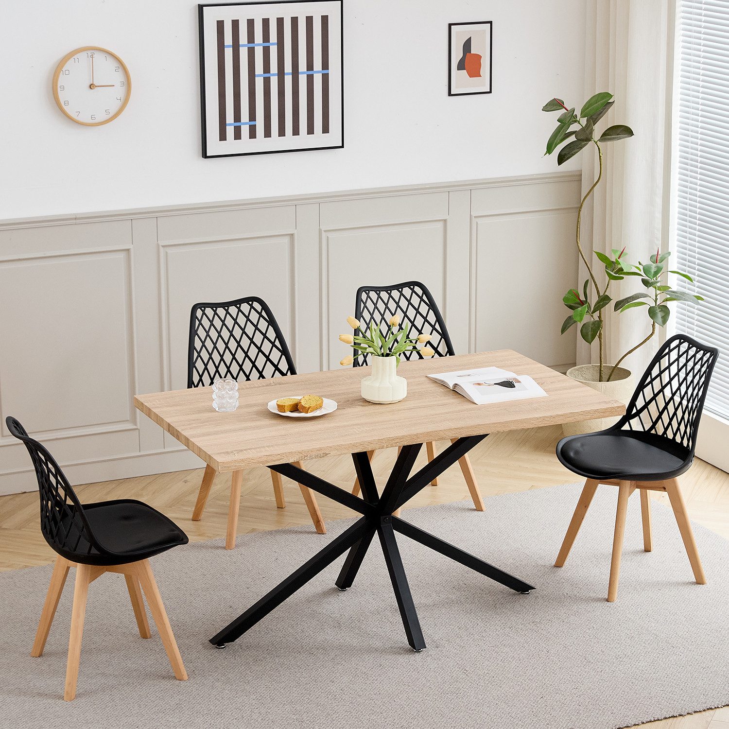 GrandCA HOME Esstisch Rechteckiger Küchentisch im Modernen Stil, aus MDF (1-St), 140 x 80 cm, Hellbraun