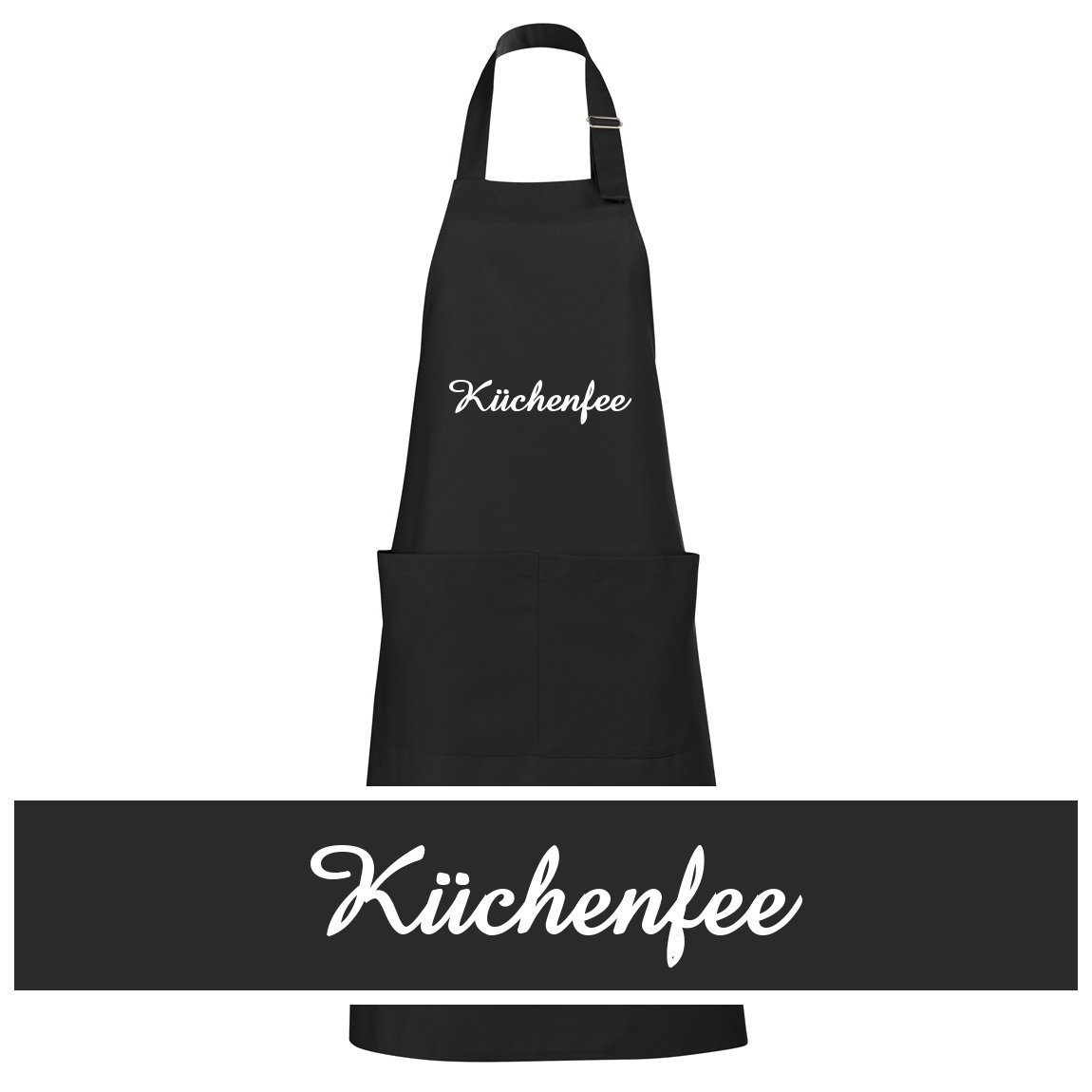 Schnoschi Kochschürze Hochwertige Küchenschürze mit Küchenfee bestickt, Stickerei mit Küchenfee