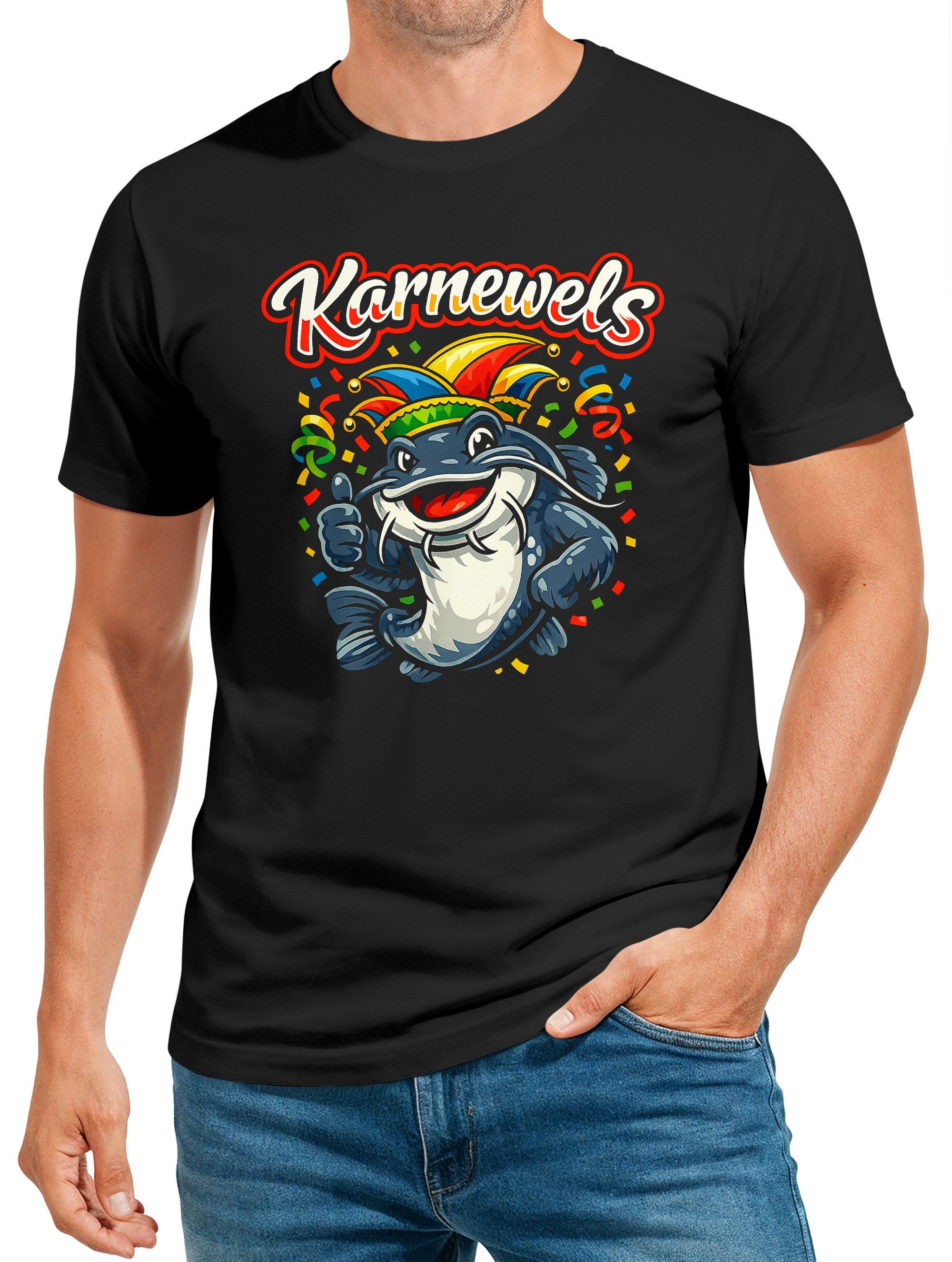 Print-Shirt Herren T-Shirt Fasching Karneval - Karnewels Wortwitz Design