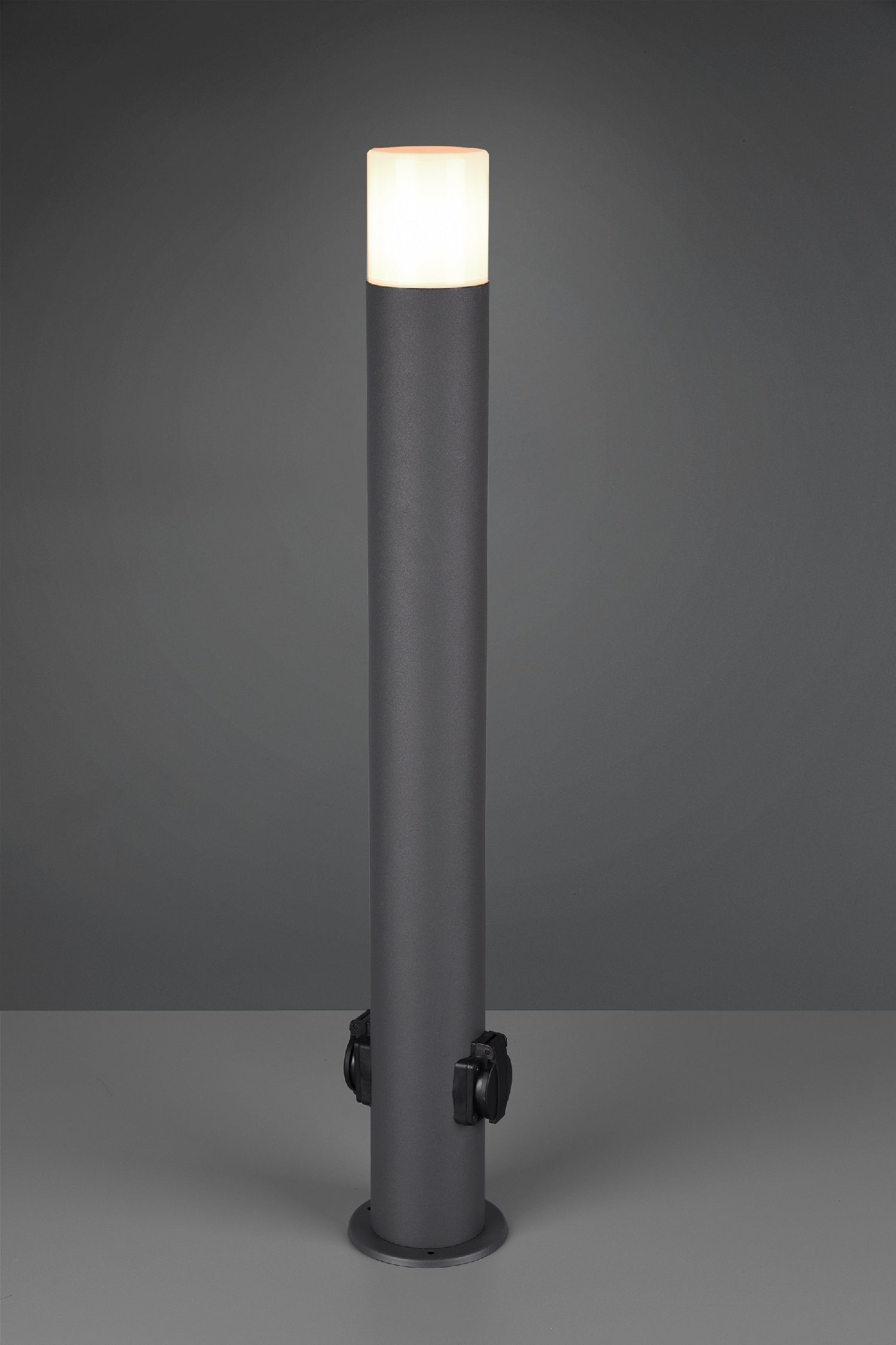 TRIO Leuchten LED Tischleuchte E27 Wegeleuchte Hoosic 28 Watt mit 2  Steckdosen 80 cm Höhe Garten