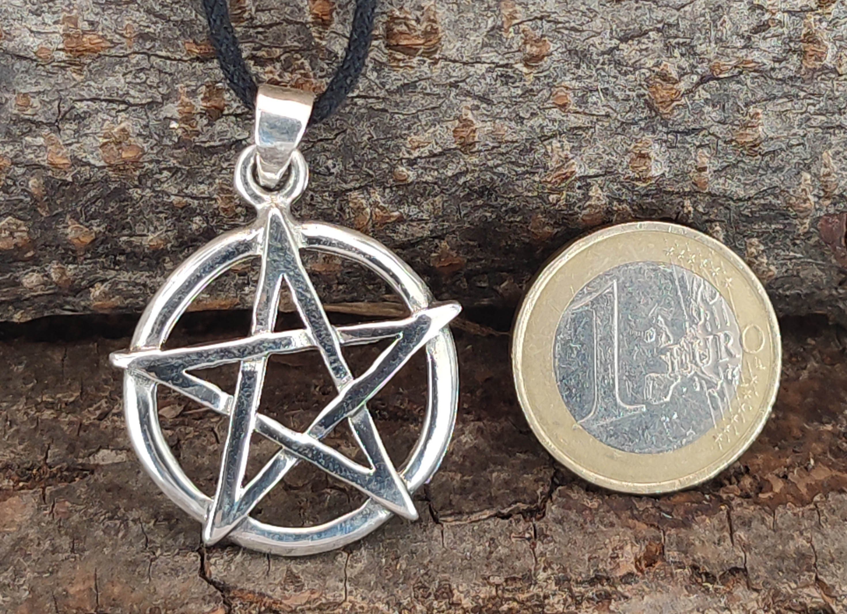 Kiss of Leather Kettenanhänger Pentagramm 925 Silber Anhänger Pentagram weiße Magie Zauber Wicca