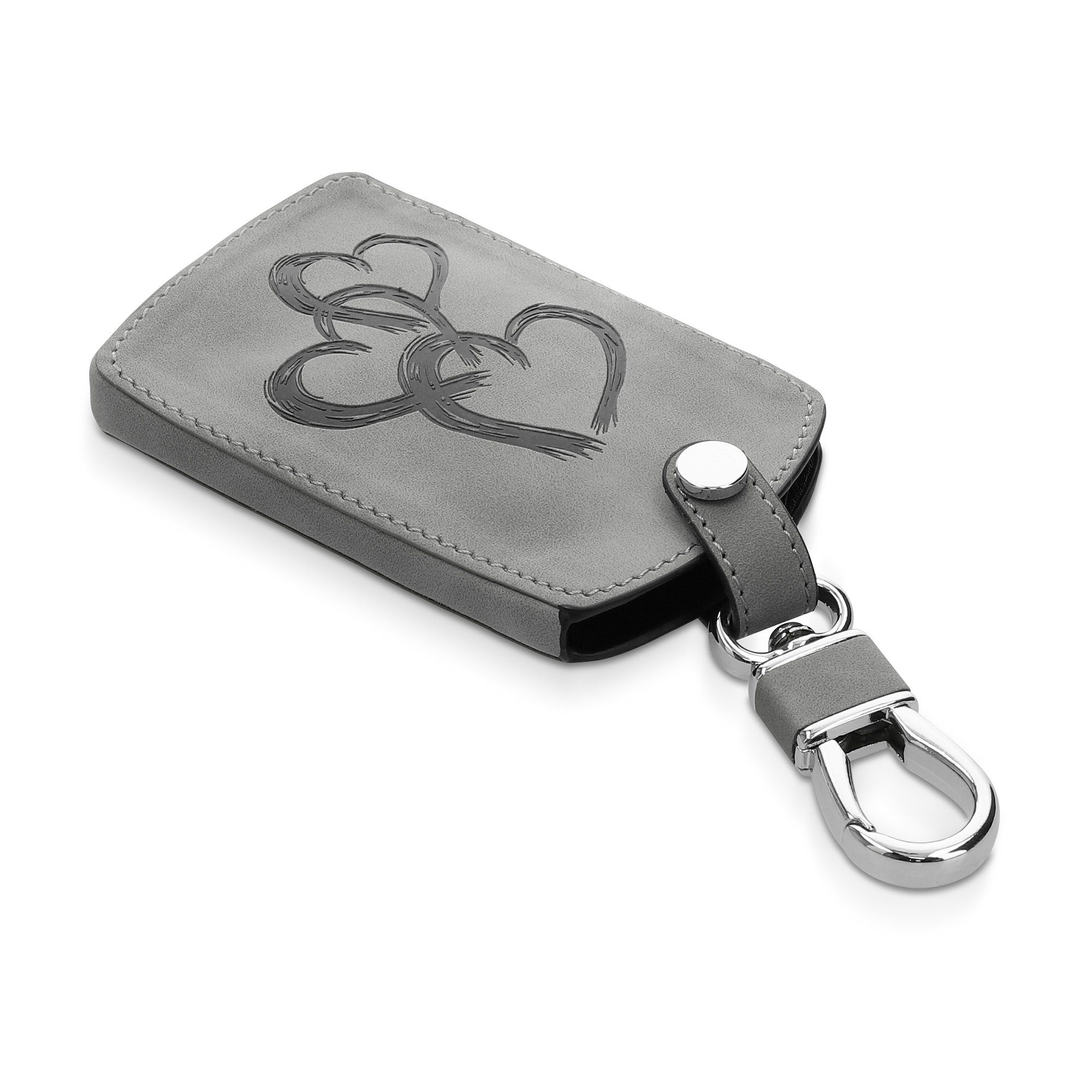 Schlüsselhülle - für Grau Renault, kwmobile Kunstleder Cover Autoschlüssel Nubuklederoptik Schutzhülle Hülle Schlüsseltasche
