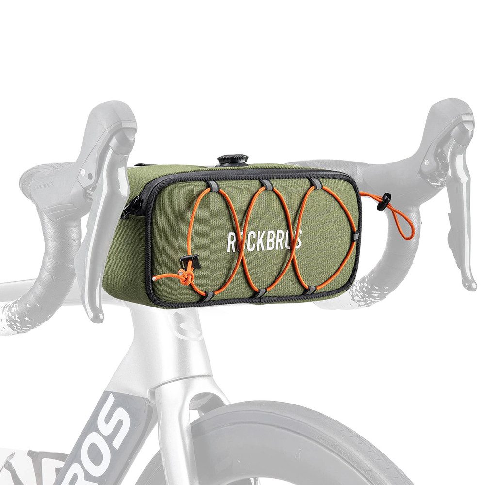 ROCKBROS Lenkertasche Fahrradtasche Fronttasche Radtasche (Spar-Set, 1-tlg., 25 x 12,5 x 8 cm robust), wasserdicht, FITGO-System, Netztaschen, Gummikordel