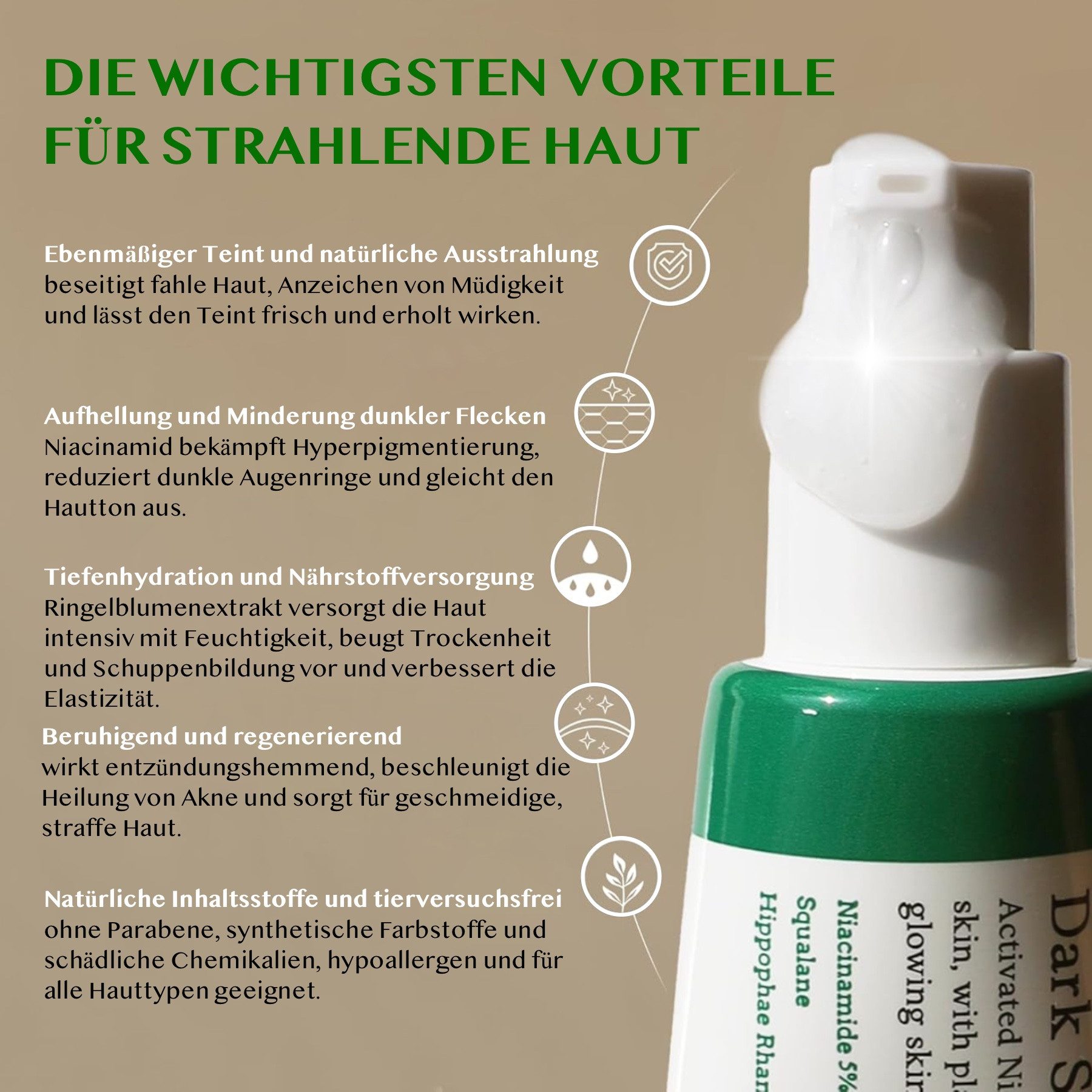 AXIS-Y Anti-Falten-Serum Dark Spot Correcting Glow Serum 5 % Niacinamide Hyperpigmentierung, 1-tlg., Aufhellung, Dunkle Flecken, Falten, Flüssigkeitszufuhr